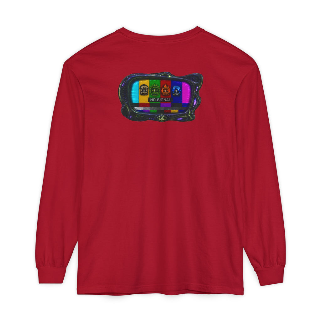 I Survived 2020 — "No Signal" Test Pattern Tee Alien Broadcast Finale Summer Premiere Garment-Dyed Long Sleeve T-Shirt