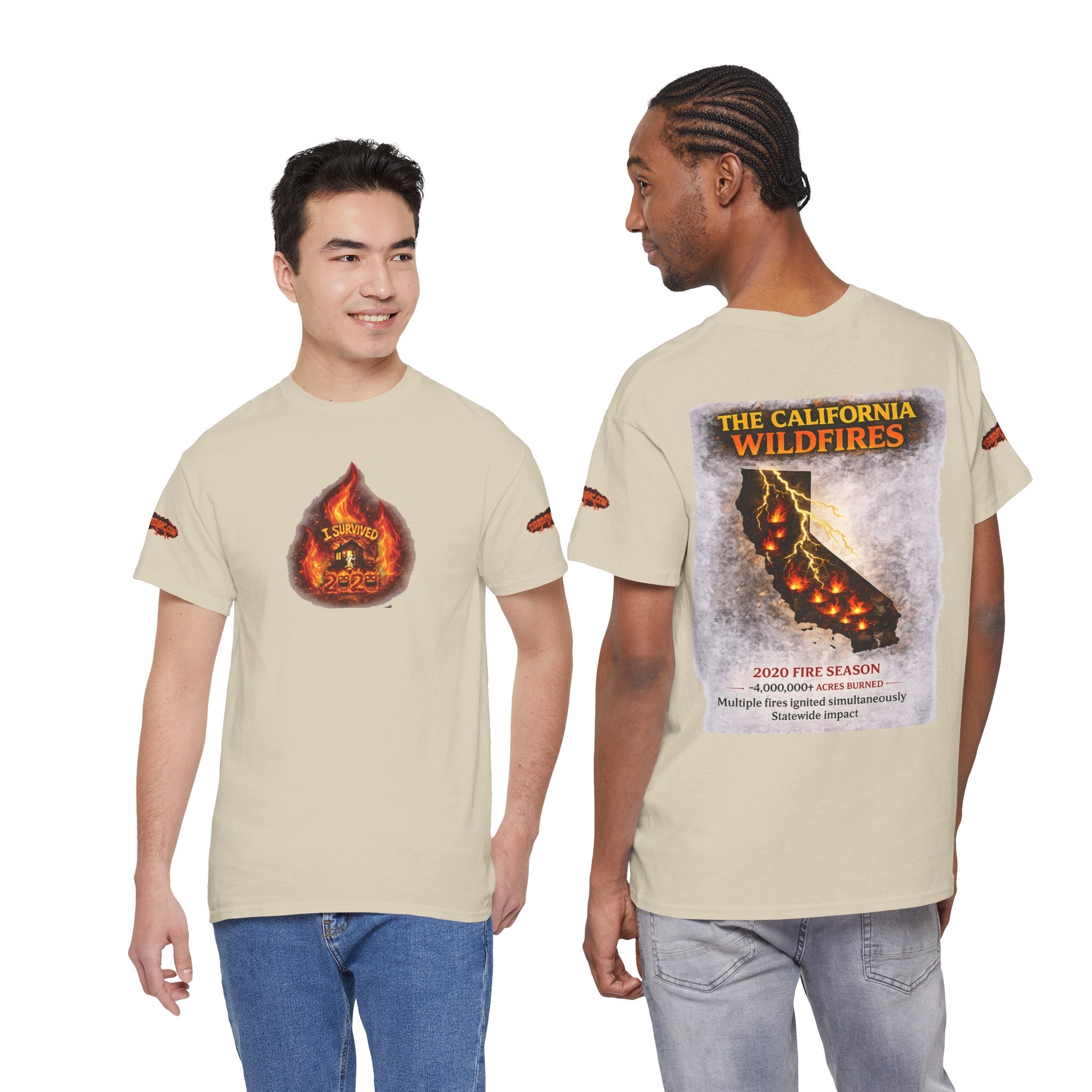I Survived 2020 — WILDFIRES S2:E3: Director's Cut Special Edition "The California Wildfires" Memorial Unisex Heavy Cotton Tee
