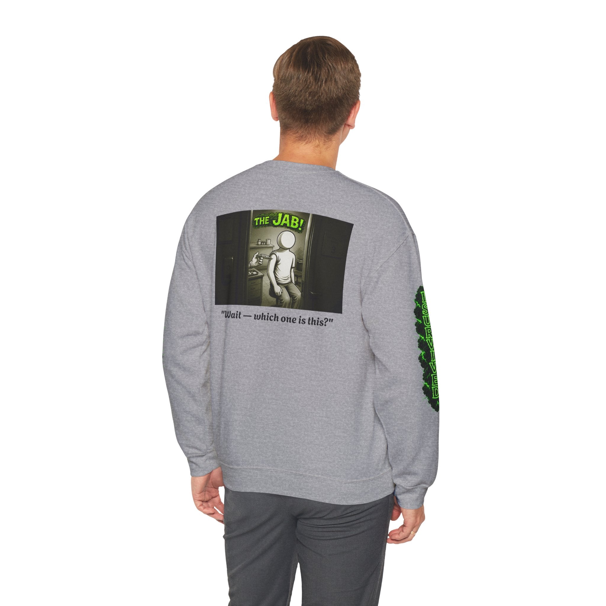 I Survived 2020 — PANDEMIC S1:E3: Director's Cut "The Jab!" Unisex Heavy Blend™ Crewneck Sweatshirt