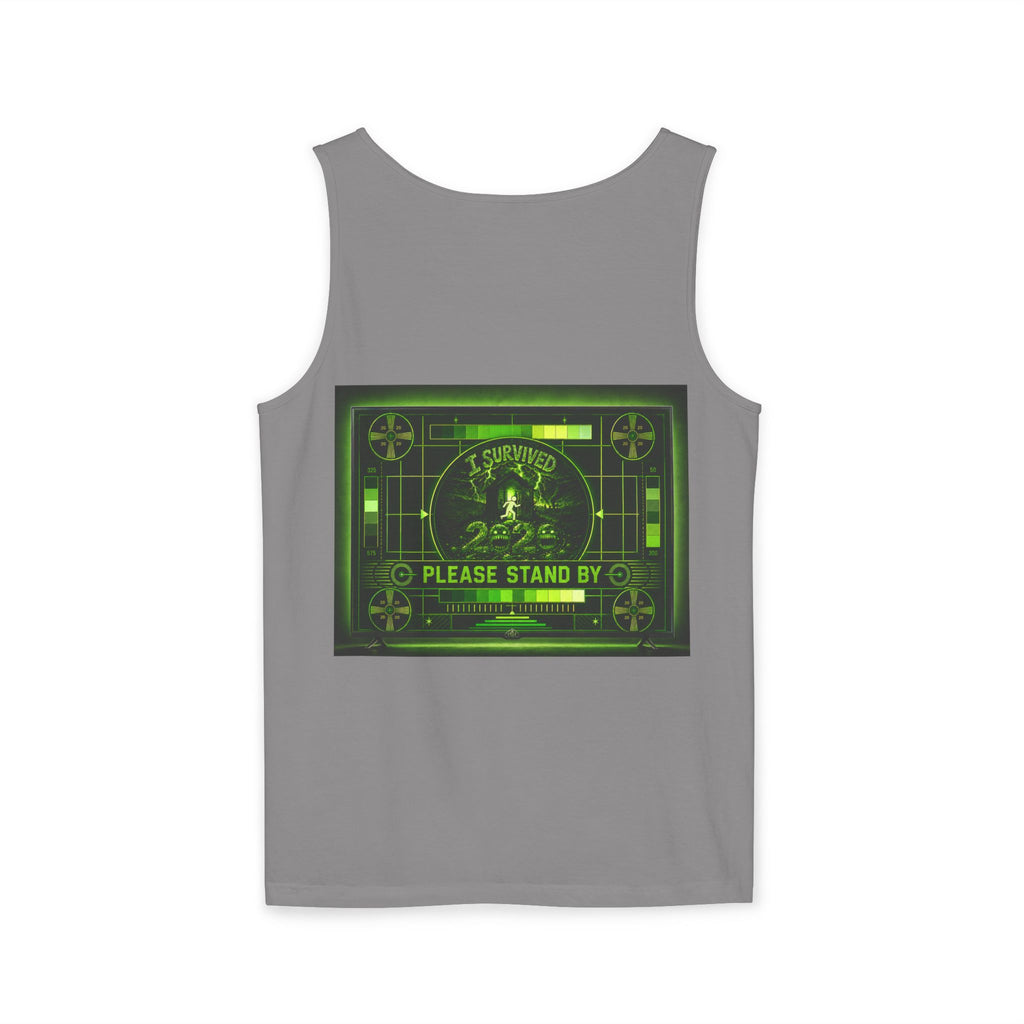 I Survived 2020 — "Please Stand By" Test Pattern Toxic Signal Tee Summer Premiere Unisex Garment-Dyed Tank Top