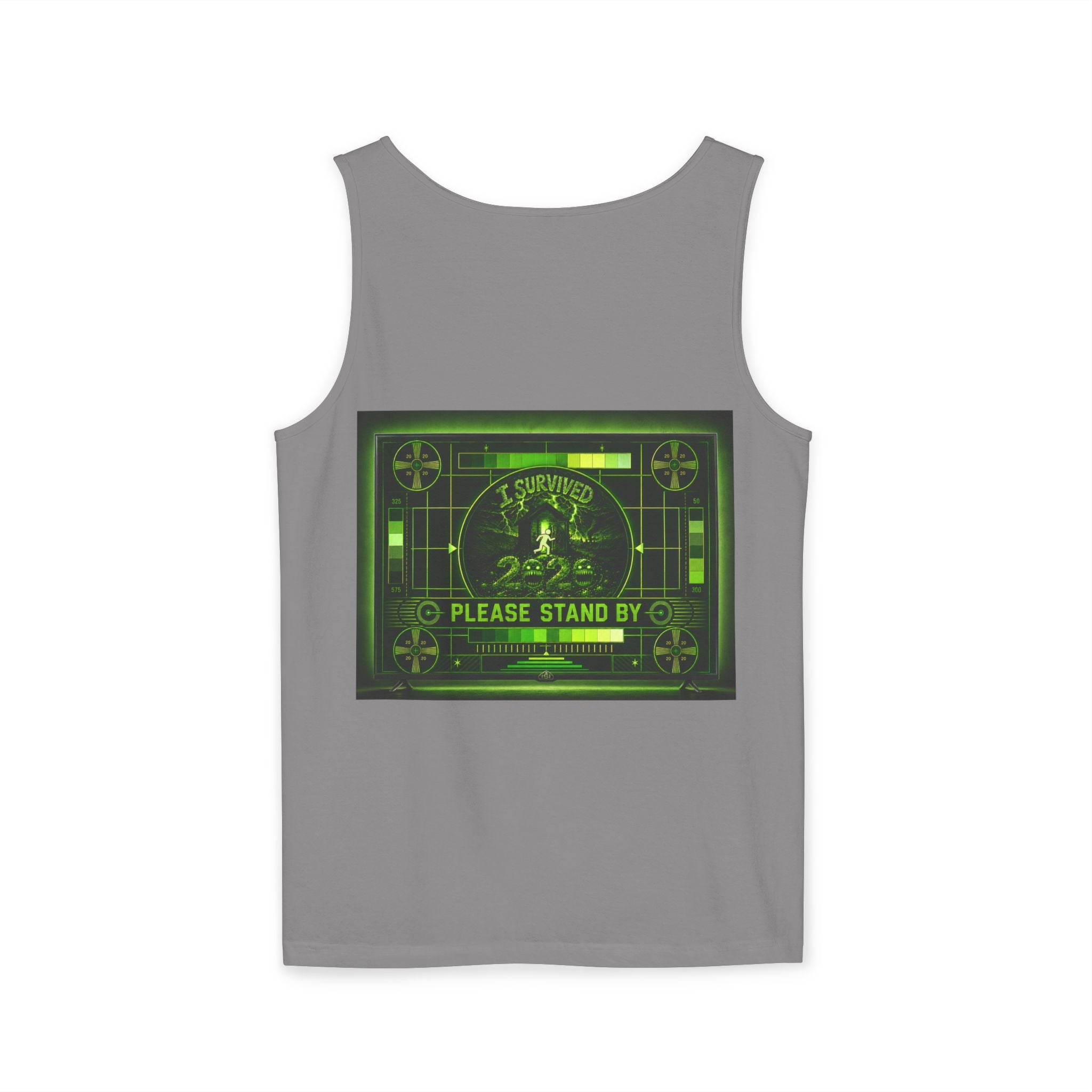 I Survived 2020 — "Please Stand By" Test Pattern Toxic Signal Tee Summer Premiere Unisex Garment-Dyed Tank Top