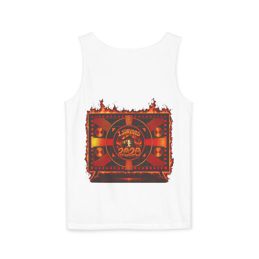 I Survived 2020 — "Please Stand By" Test Pattern Tee Wildfire Signal Edition Summer Premiere Unisex Garment-Dyed Tank Top