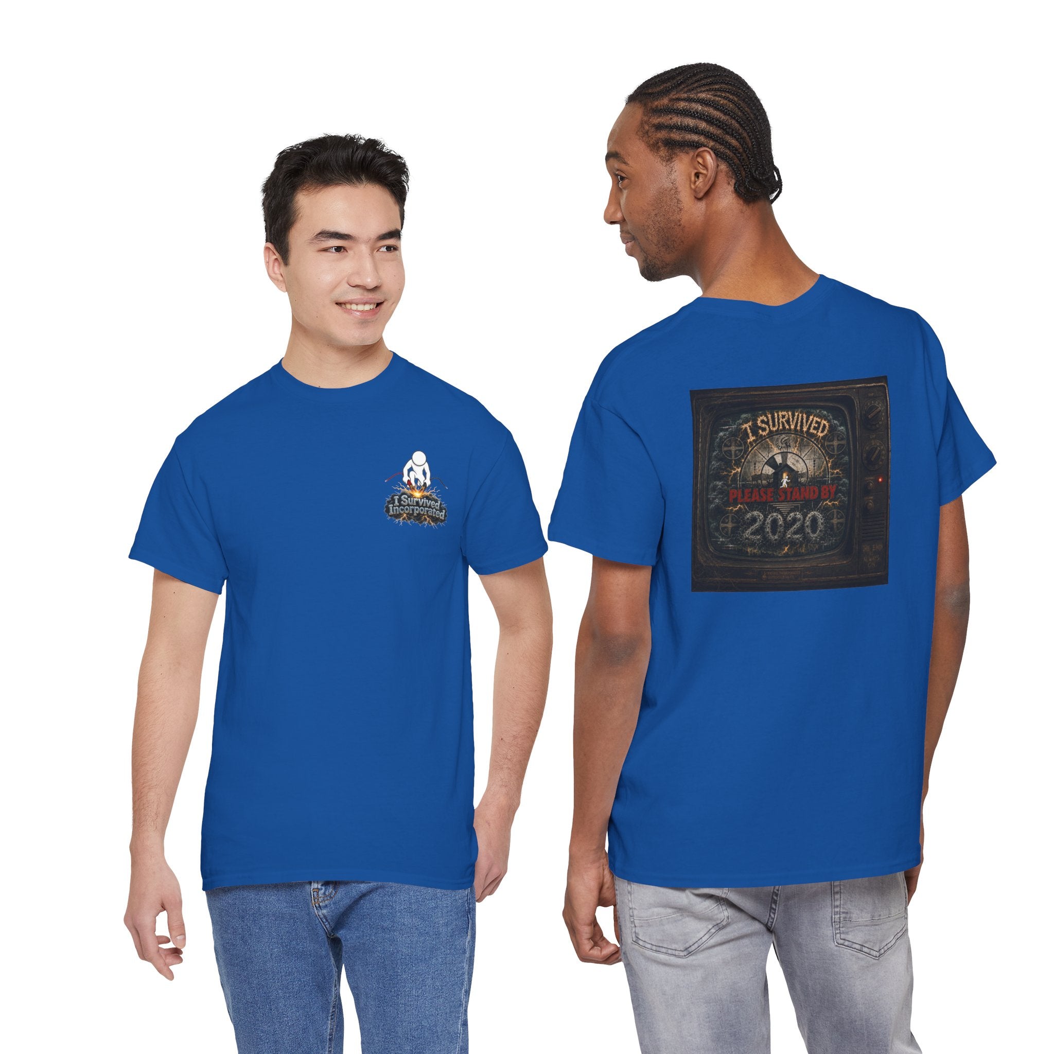 I Survived 2020 — "Please Stand By" Test Pattern Tee Summer Premier Unisex Heavy Cotton Tee