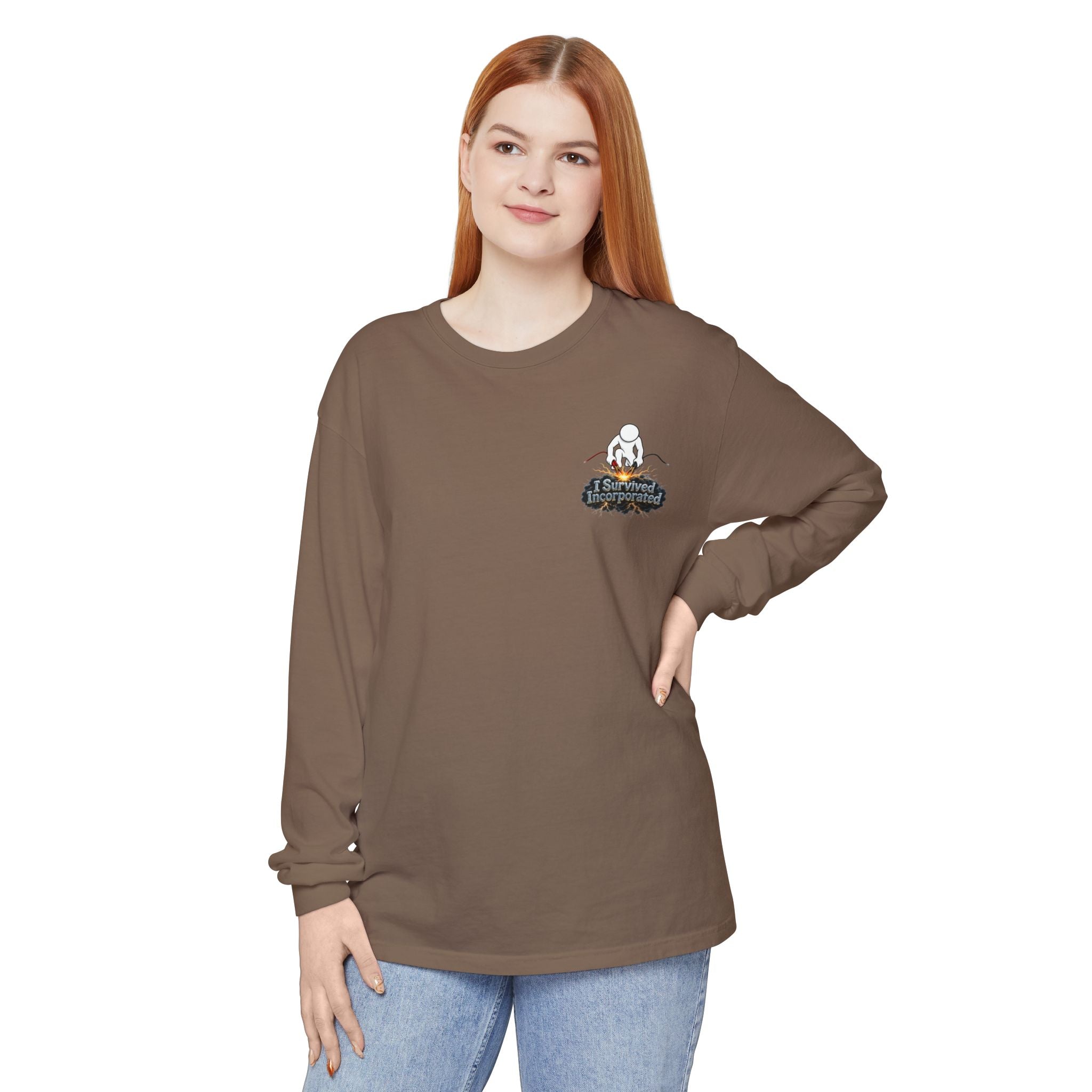 I Survived 2020 — "Please Stand By" Test Pattern Tee Summer Premier Unisex Garment-Dyed Long Sleeve T-Shirt