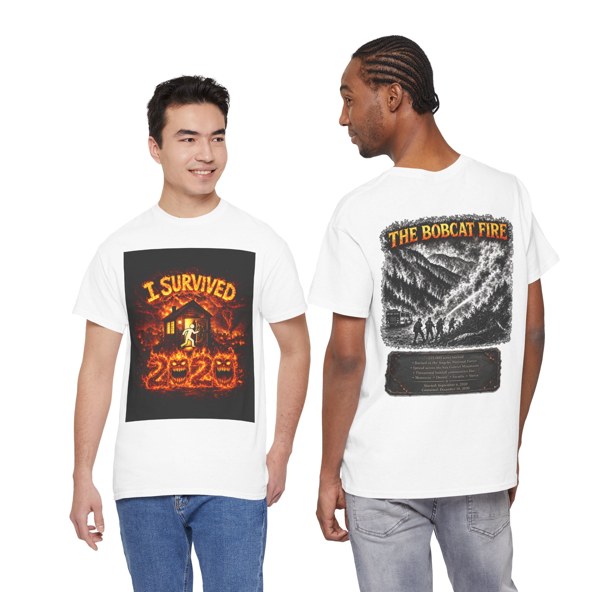 I Survived 2020 — WILDFIRES S2:E2: "The Bobcat Fire" Memorial Unisex Heavy Cotton Tee