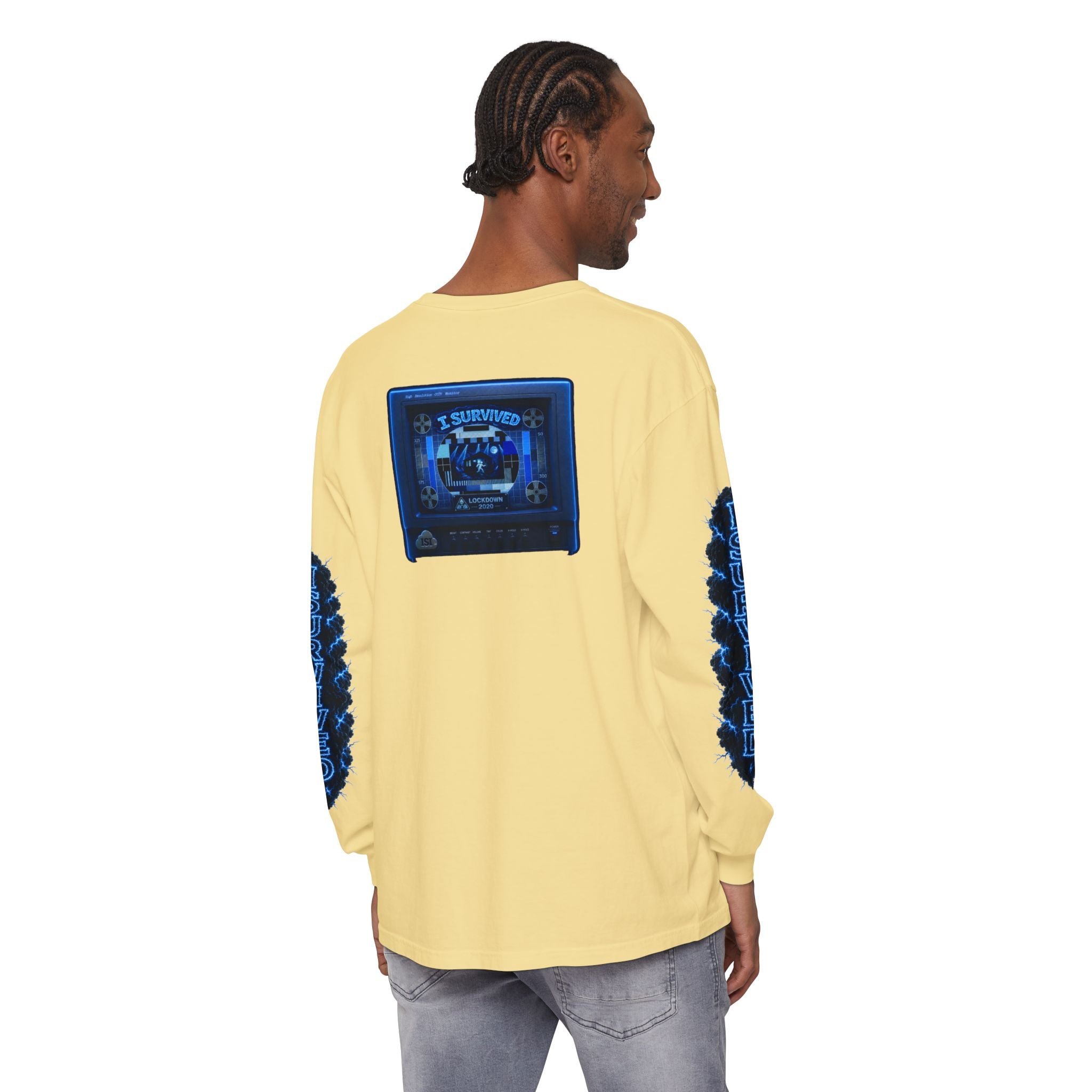 I Survived 2020 — "Please Stand By" Test Pattern Tee Lockdown Special Edition Summer Exclusive Unisex Garment-Dyed Long Sleeve T-Shirt