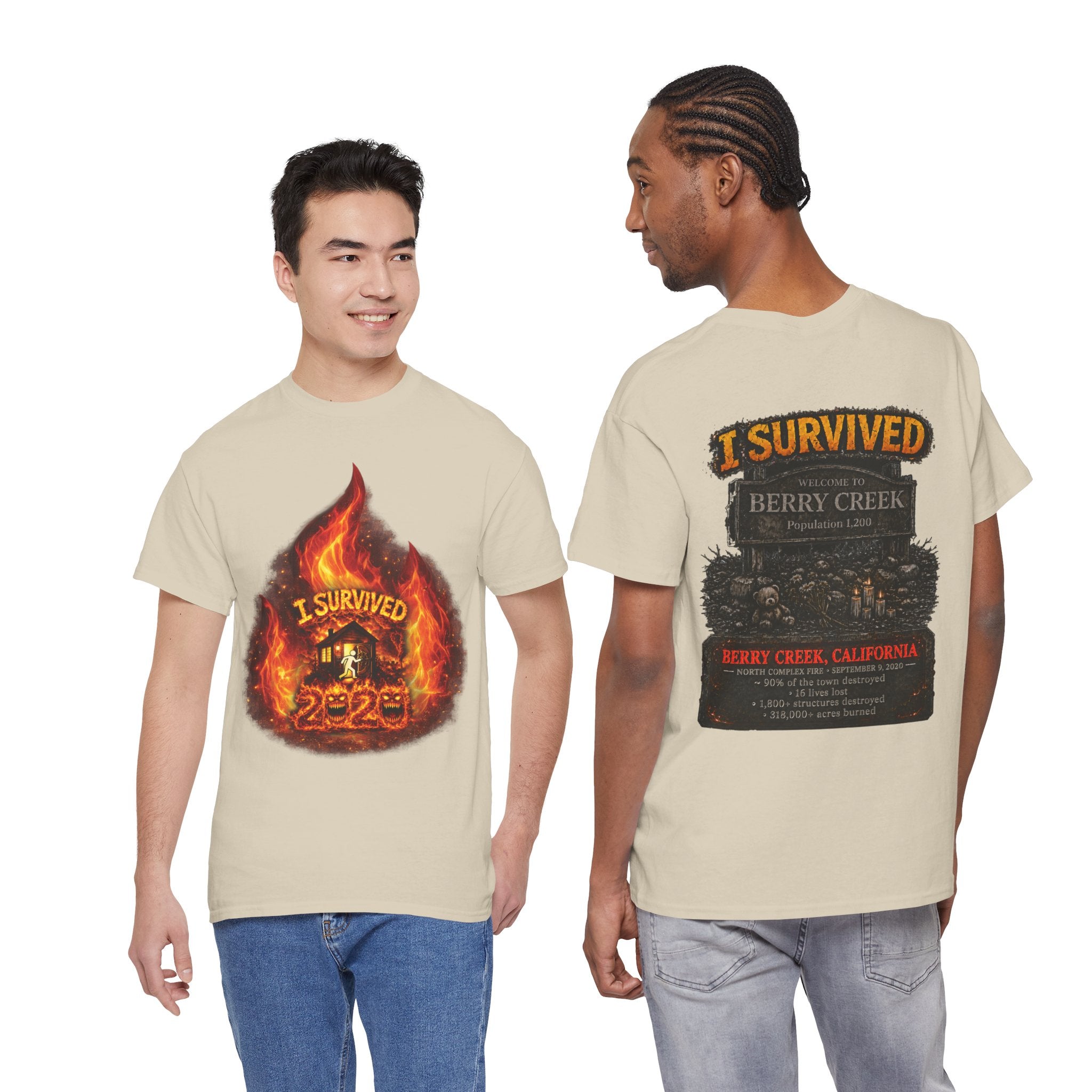 I Survived 2020 — Director's Cut S2:E1 "Berry Creek" | Wildfire Edition Memorial Unisex Heavy Cotton Tee