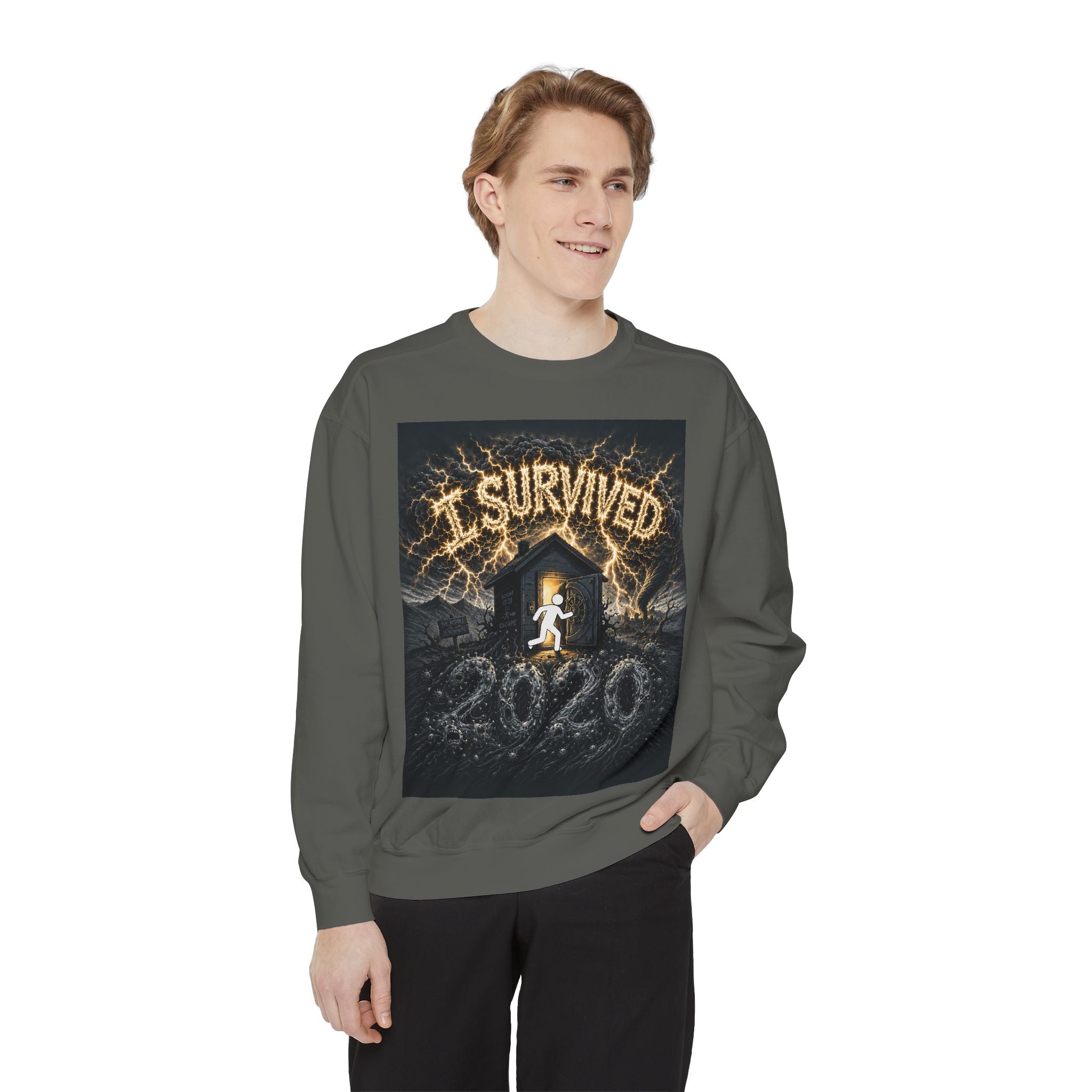 I Survived 2020 — Original Design Teaser Sweatshirt | Season 1 Premiere Drop Unisex Garment-Dyed Sweatshirt