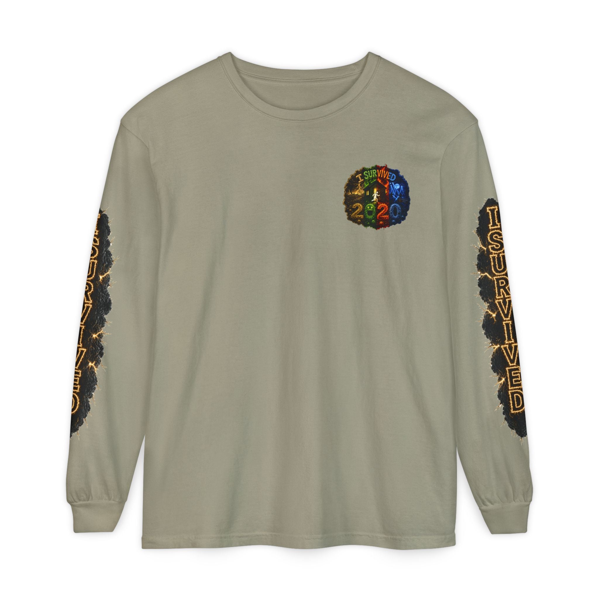 I Survived 2020 — "No Signal" Test Pattern Tee Special Edition Alien Broadcast Finale Summer Premiere Unisex Garment-Dyed Long Sleeve T-Shirt