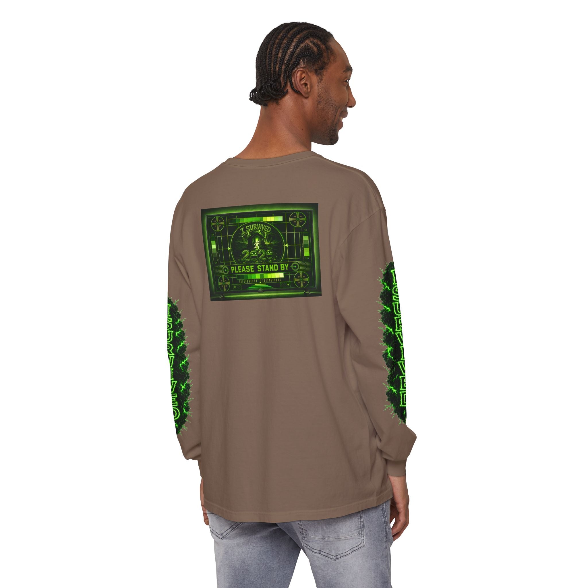 I Survived 2020 — "Please Stand By" Test Pattern Toxic Signal Tee Special Edition Summer Premiere Unisex Garment-Dyed Long Sleeve T-Shirt