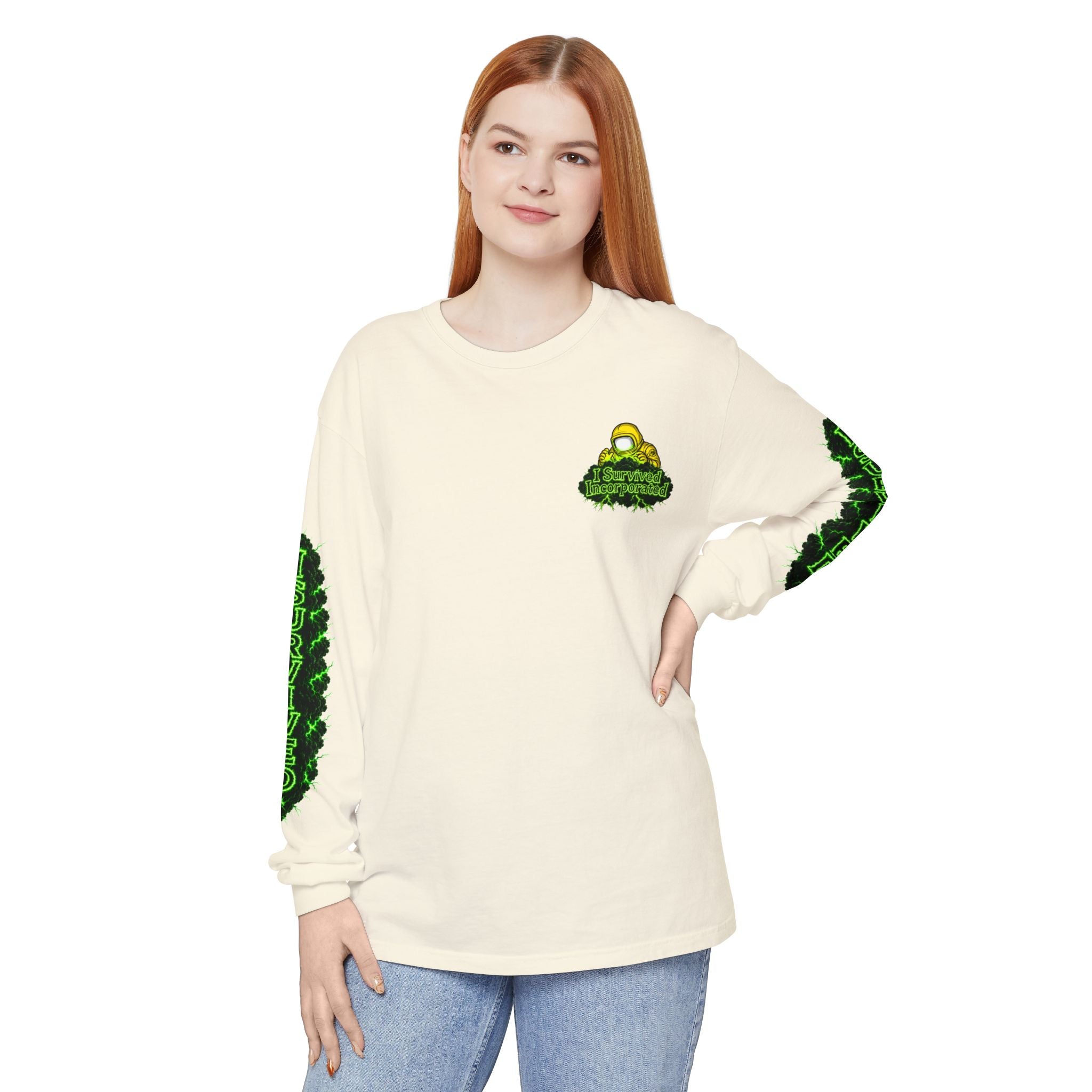 I Survived 2020 — "Please Stand By" Test Pattern Toxic Signal Tee Special Edition Summer Premiere Unisex Garment-Dyed Long Sleeve T-Shirt