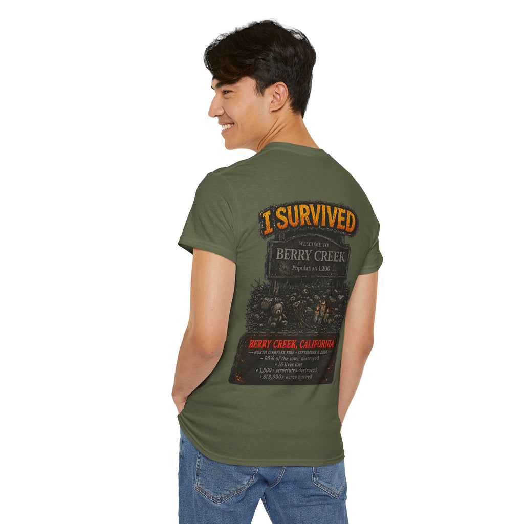 I Survived 2020 — WILDFIRES S2:E1: Director's Cut "Berry Creek" Memorial Unisex Heavy Cotton Tee