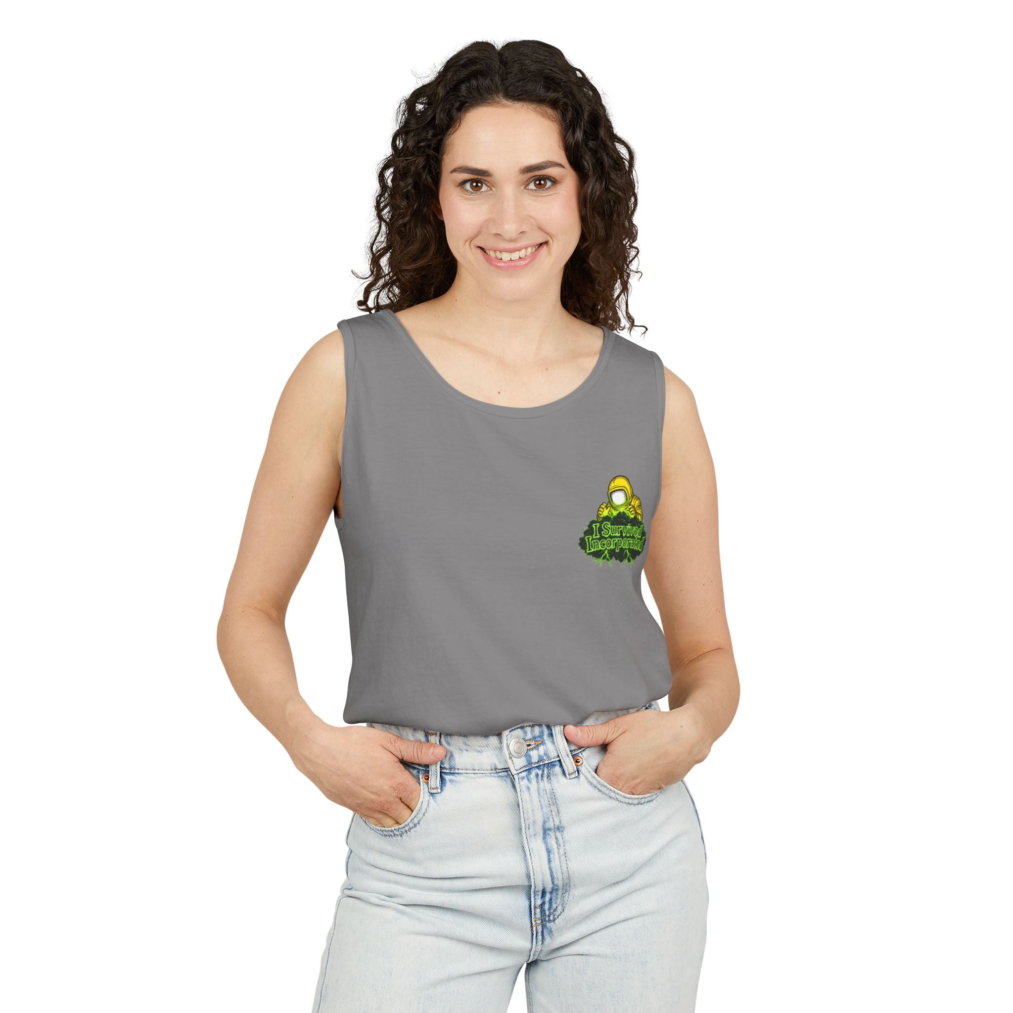 I Survived 2020 — "Please Stand By" Test Pattern Toxic Signal Tee Summer Premiere Unisex Garment-Dyed Tank Top