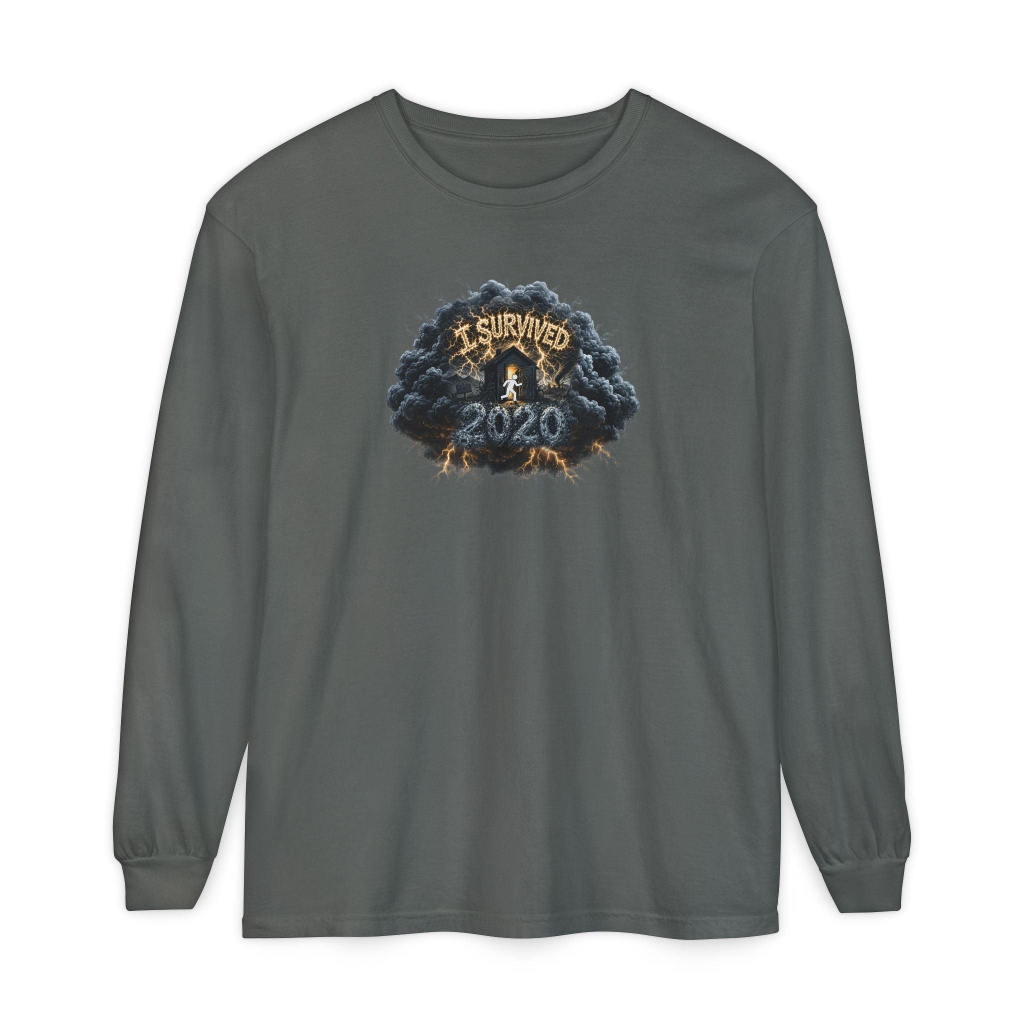 I Survived 2020 — Original PILOT Design: Director's Cut Unisex Garment-Dyed Long Sleeve T-Shirt