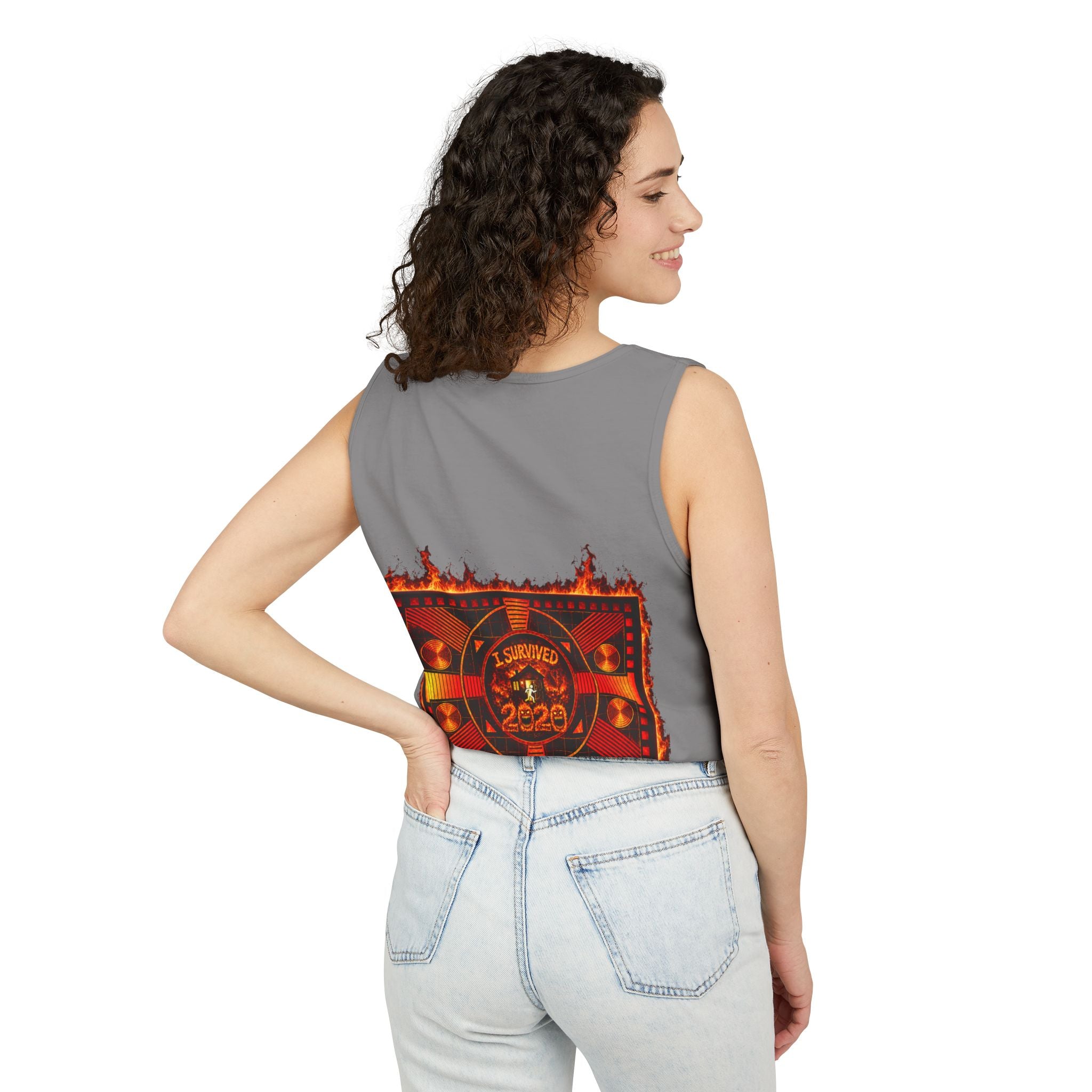 I Survived 2020 — "Please Stand By" Test Pattern Tee Wildfire Signal Edition Summer Premiere Unisex Garment-Dyed Tank Top