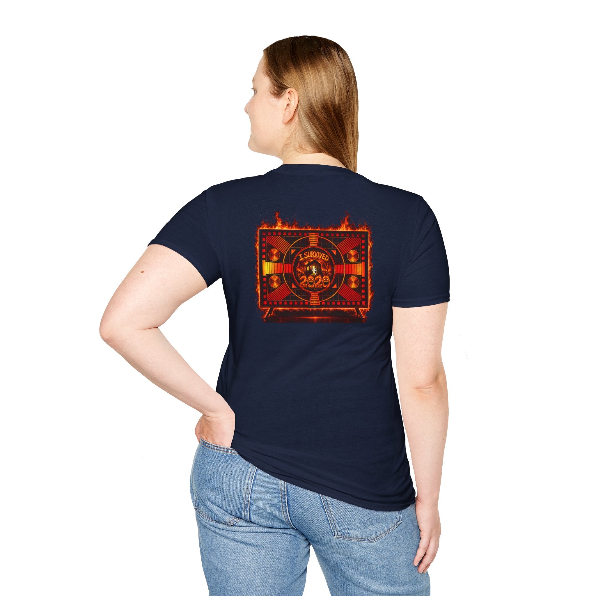 I Survived 2020 — "Please Stand By" Test Pattern Tee Wildfire Signal Edition Summer Premiere Unisex Softstyle T-Shirt