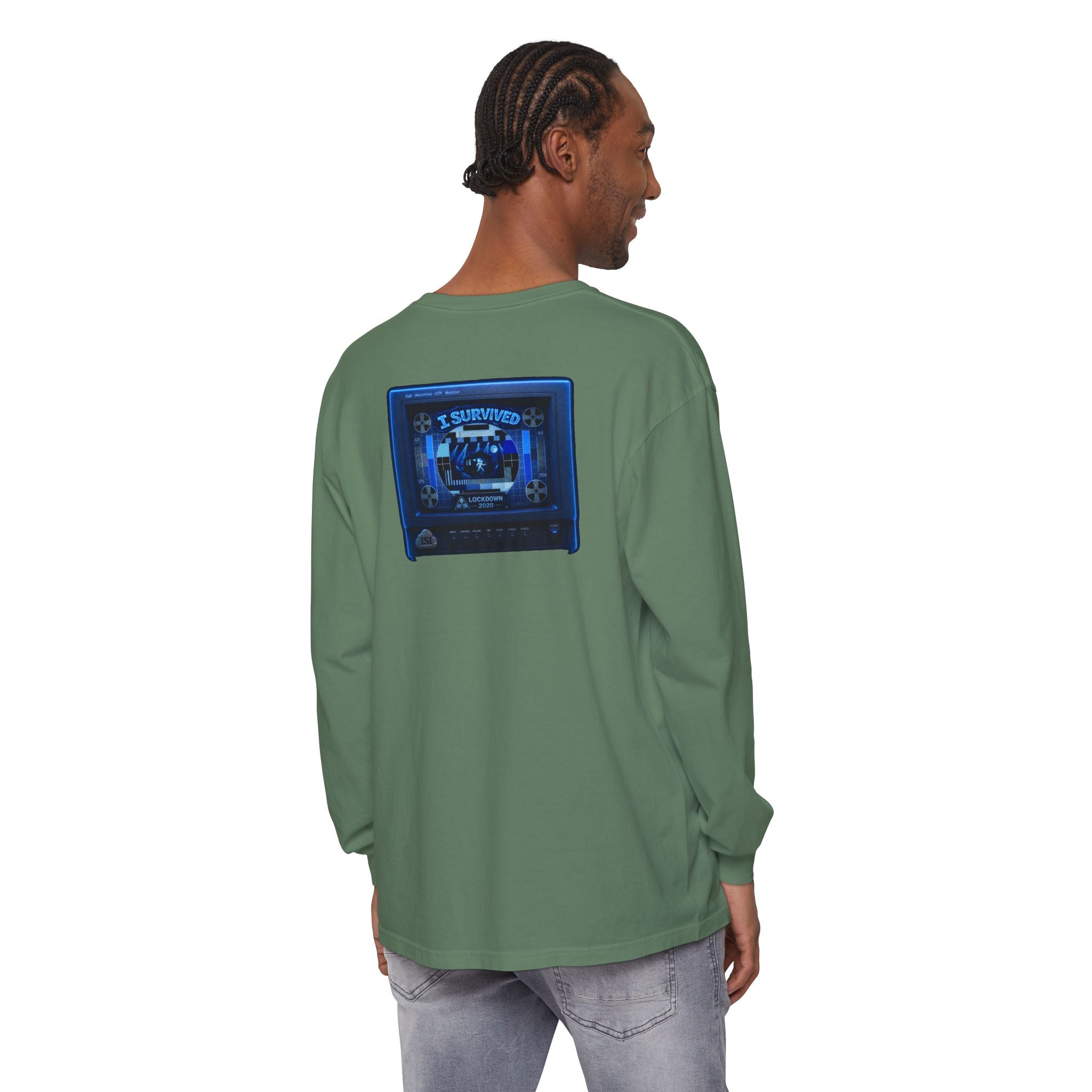 I Survived 2020 — "Please Stand By" Test Pattern Tee Lockdown Edition Summer Exclusive Unisex Garment-Dyed Long Sleeve T-Shirt