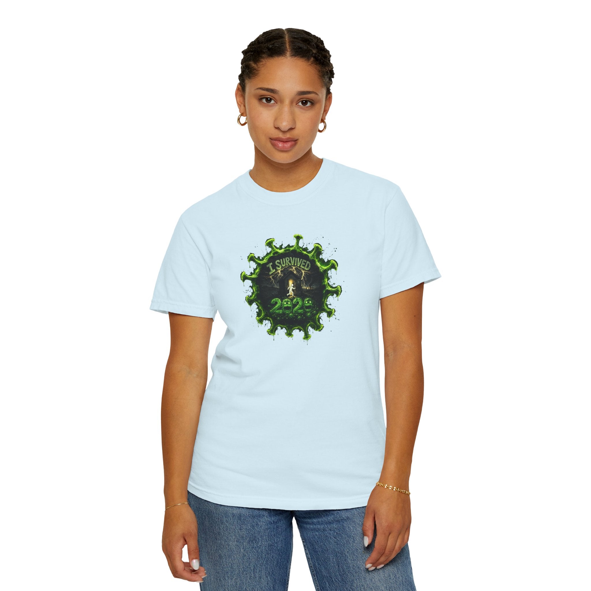 I Survived 2020 — PANDEMIC S1:E4: Director's Cut "Mask Madness" Unisex Garment-Dyed T-shirt