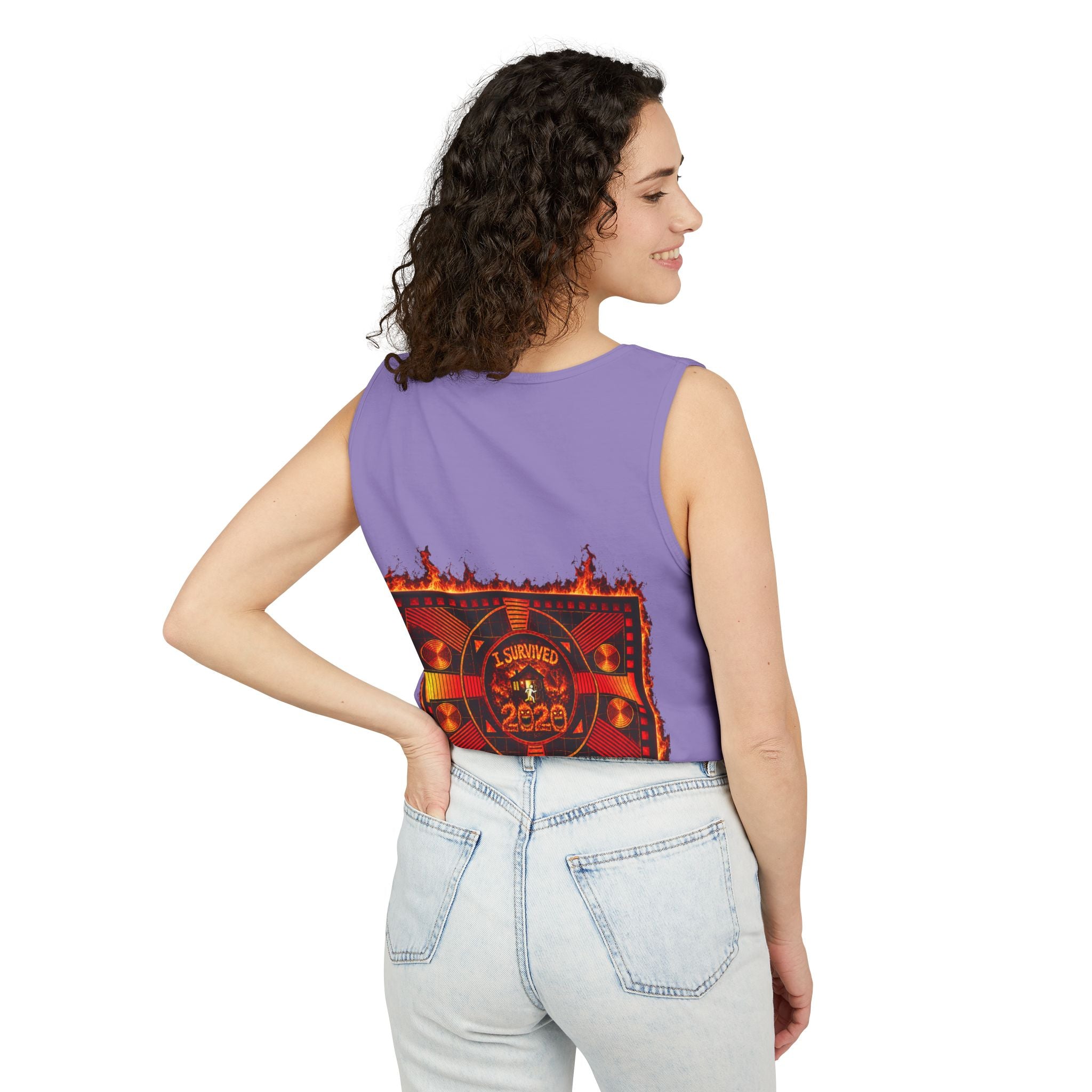 I Survived 2020 — "Please Stand By" Test Pattern Tee Wildfire Signal Edition Summer Premiere Unisex Garment-Dyed Tank Top