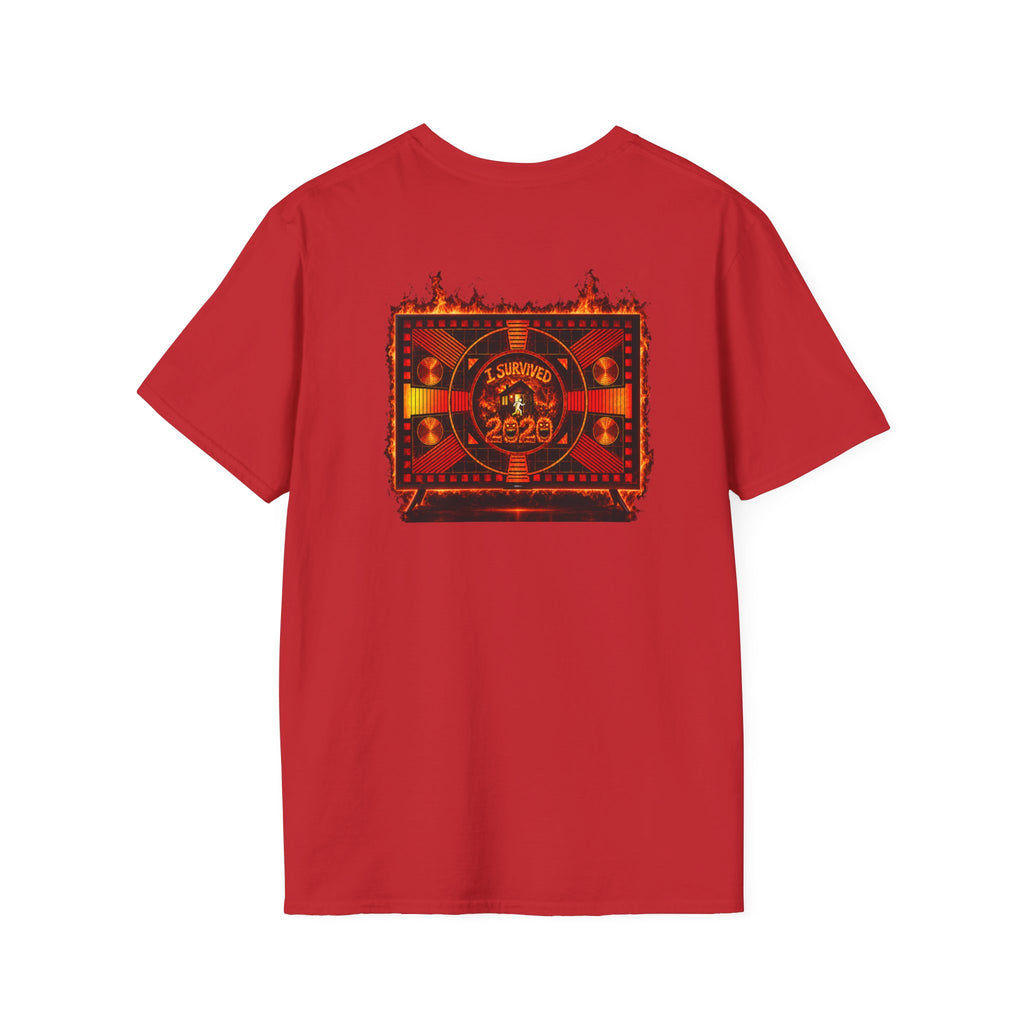 I Survived 2020 — "Please Stand By" Test Pattern Tee Wildfire Signal Edition Summer Premiere Unisex Softstyle T-Shirt