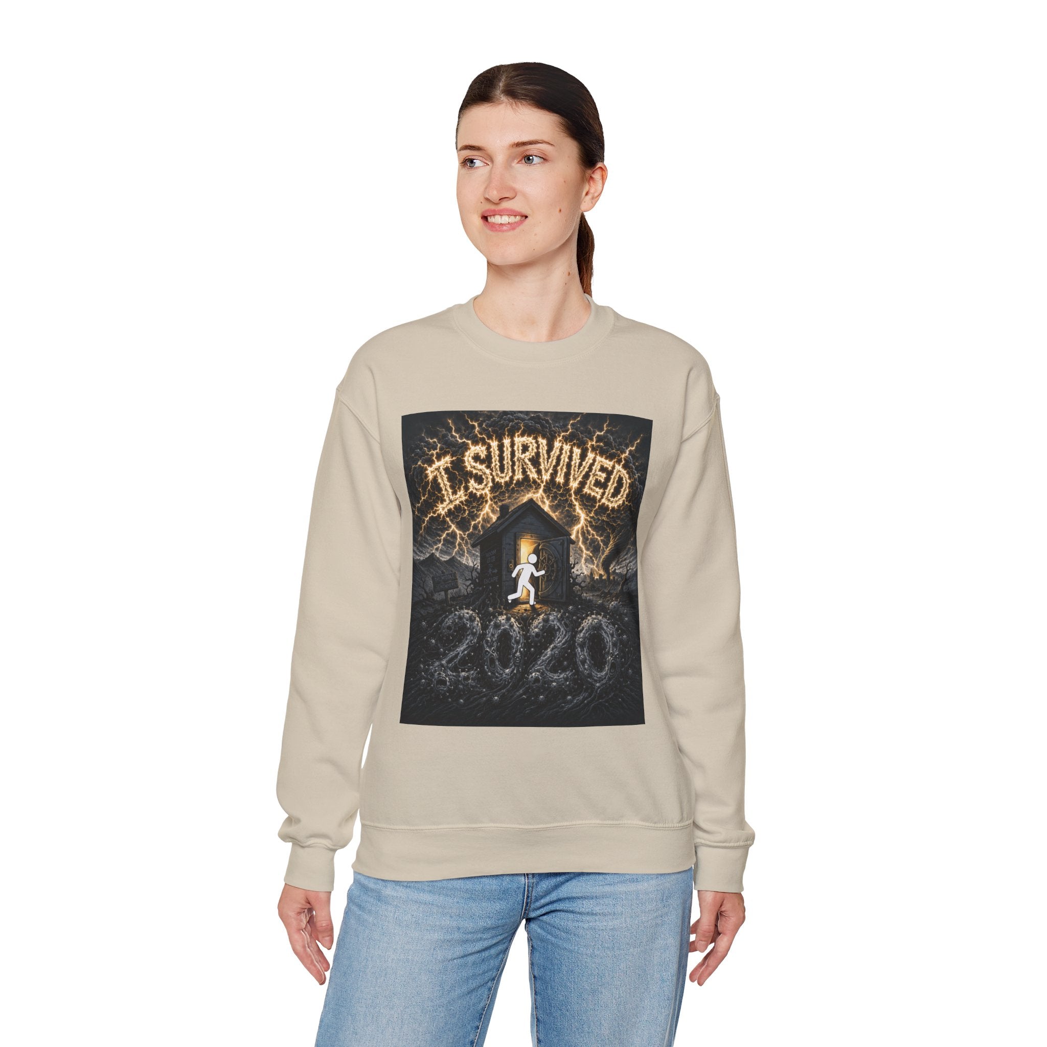 I Survived 2020 — Original Design Teaser Tee | Season 1 Premiere Drop Unisex Heavy Blend™ Crewneck Sweatshirt