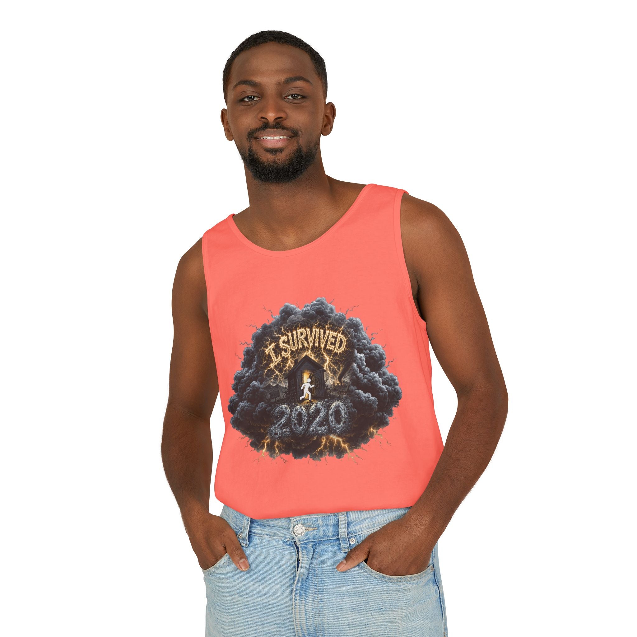 I Survived 2020 — Director's Cut Original Design Teaser Tee | Season 1 Premiere Drop Unisex Garment-Dyed Tank Top