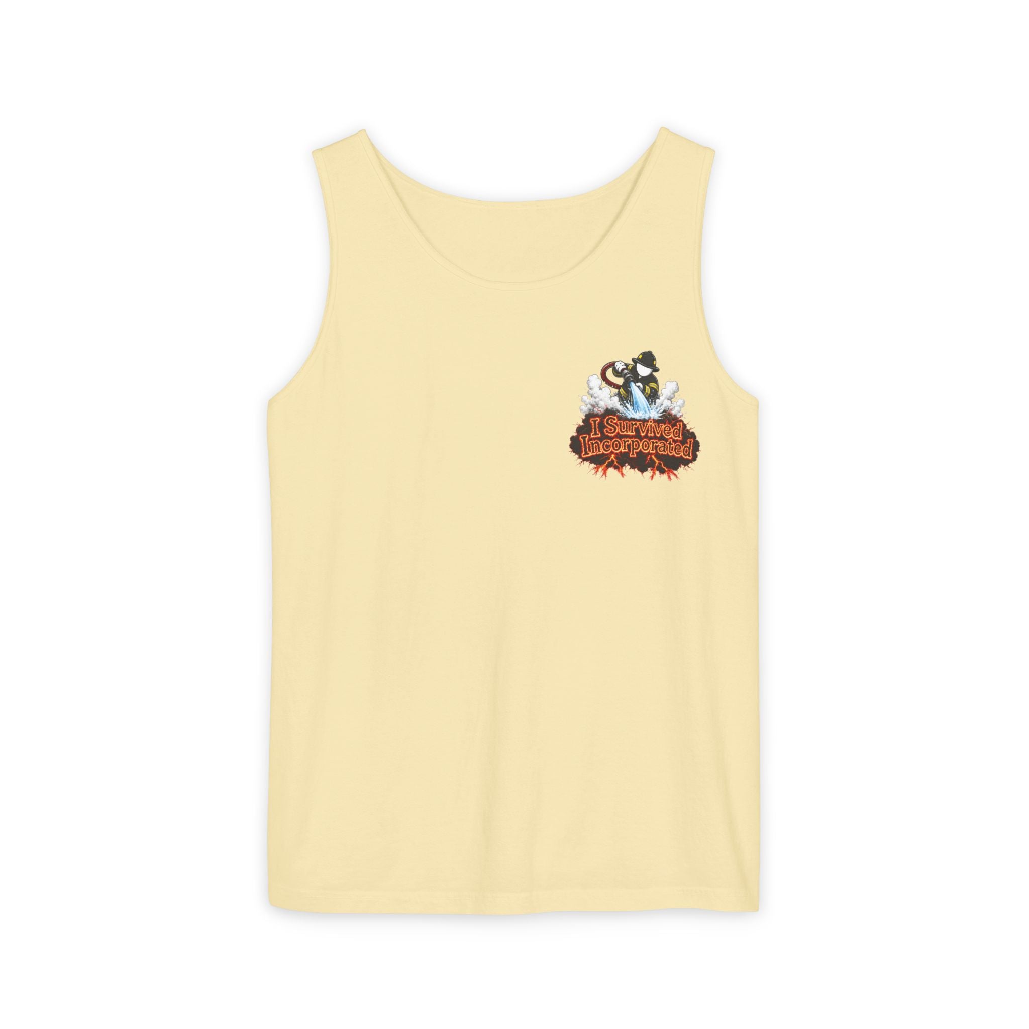 I Survived 2020 — "Please Stand By" Test Pattern Tee Wildfire Signal Edition Summer Premiere Unisex Garment-Dyed Tank Top