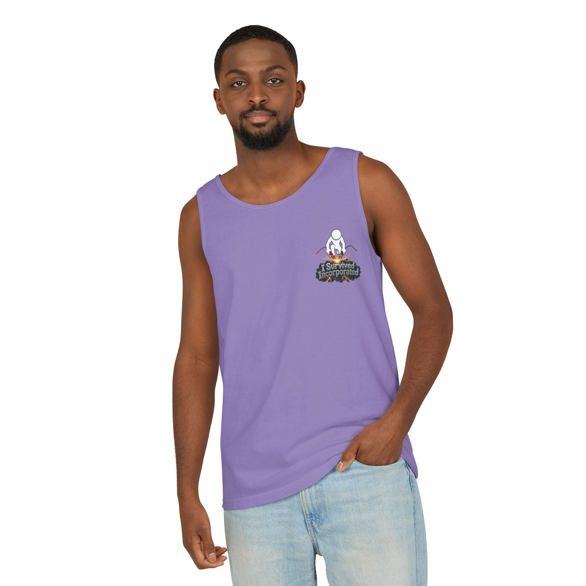 I Survived 2020 — "Please Stand By" Test Pattern Tee Summer Premier  Unisex Garment-Dyed Tank Top