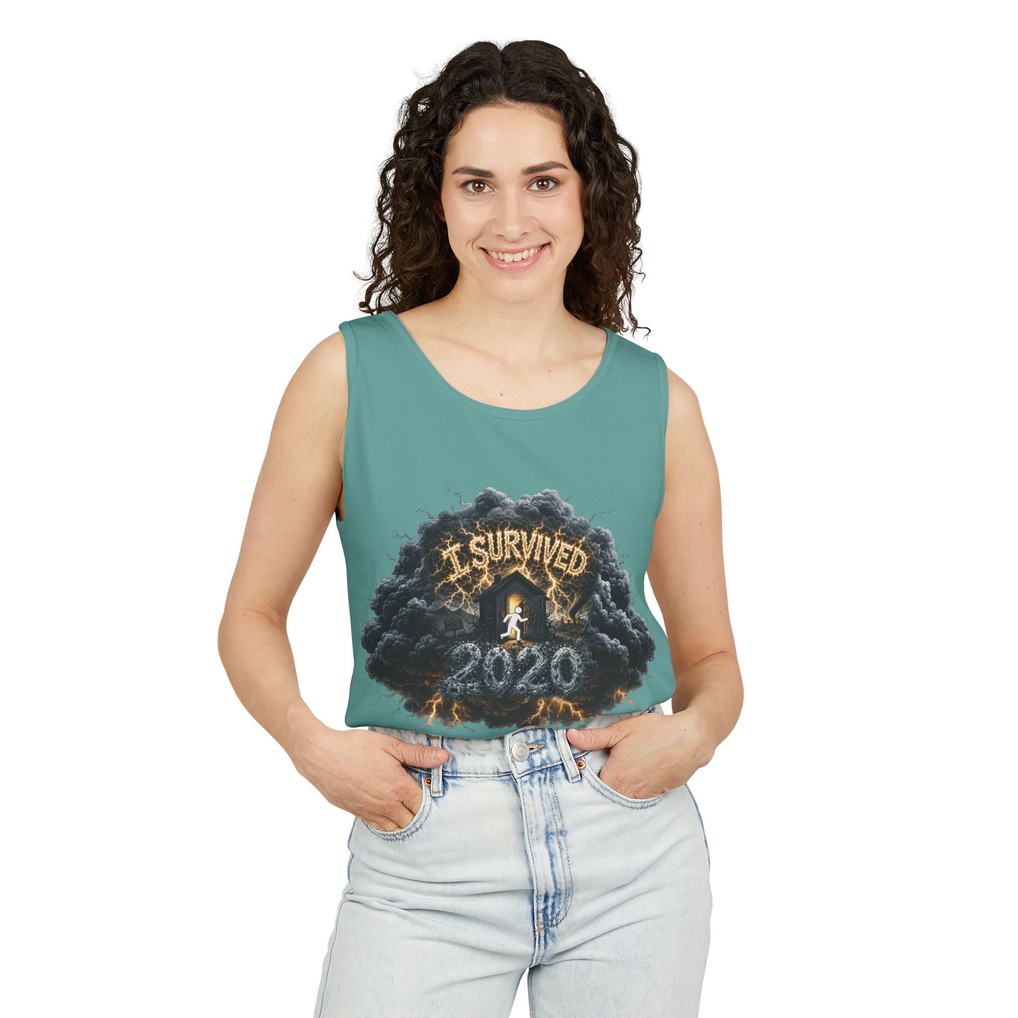 I Survived 2020 — Director's Cut Original Design Teaser Tee | Season 1 Premiere Drop Unisex Garment-Dyed Tank Top