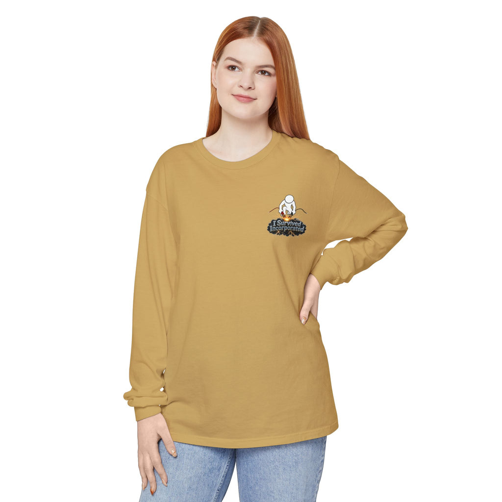 I Survived 2020 — "Please Stand By" Test Pattern Tee Summer Premier Unisex Garment-Dyed Long Sleeve T-Shirt