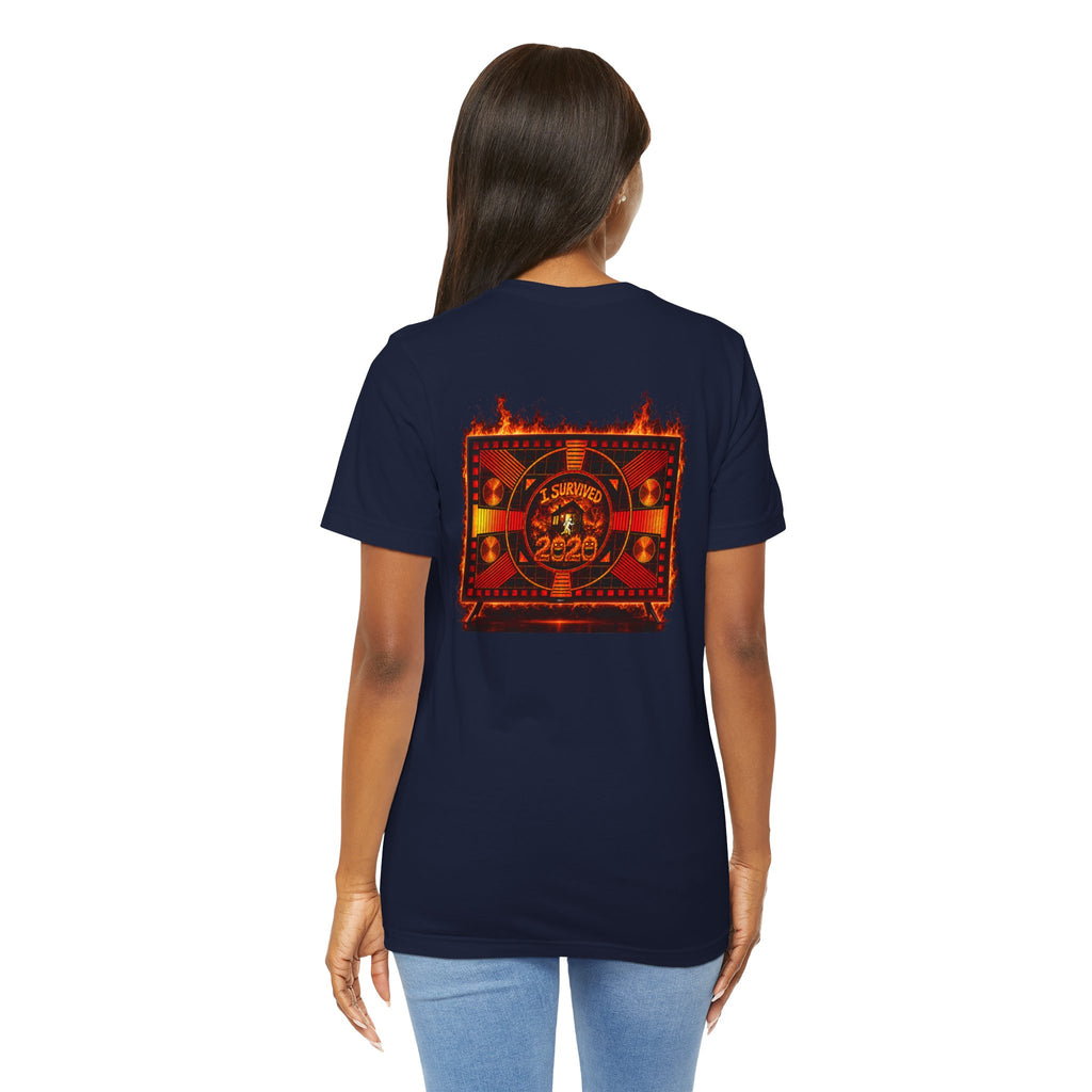 I Survived 2020 — "Please Stand By" Test Pattern Tee Wildfire Signal Edition Summer Premiere Unisex Jersey Short Sleeve Tee