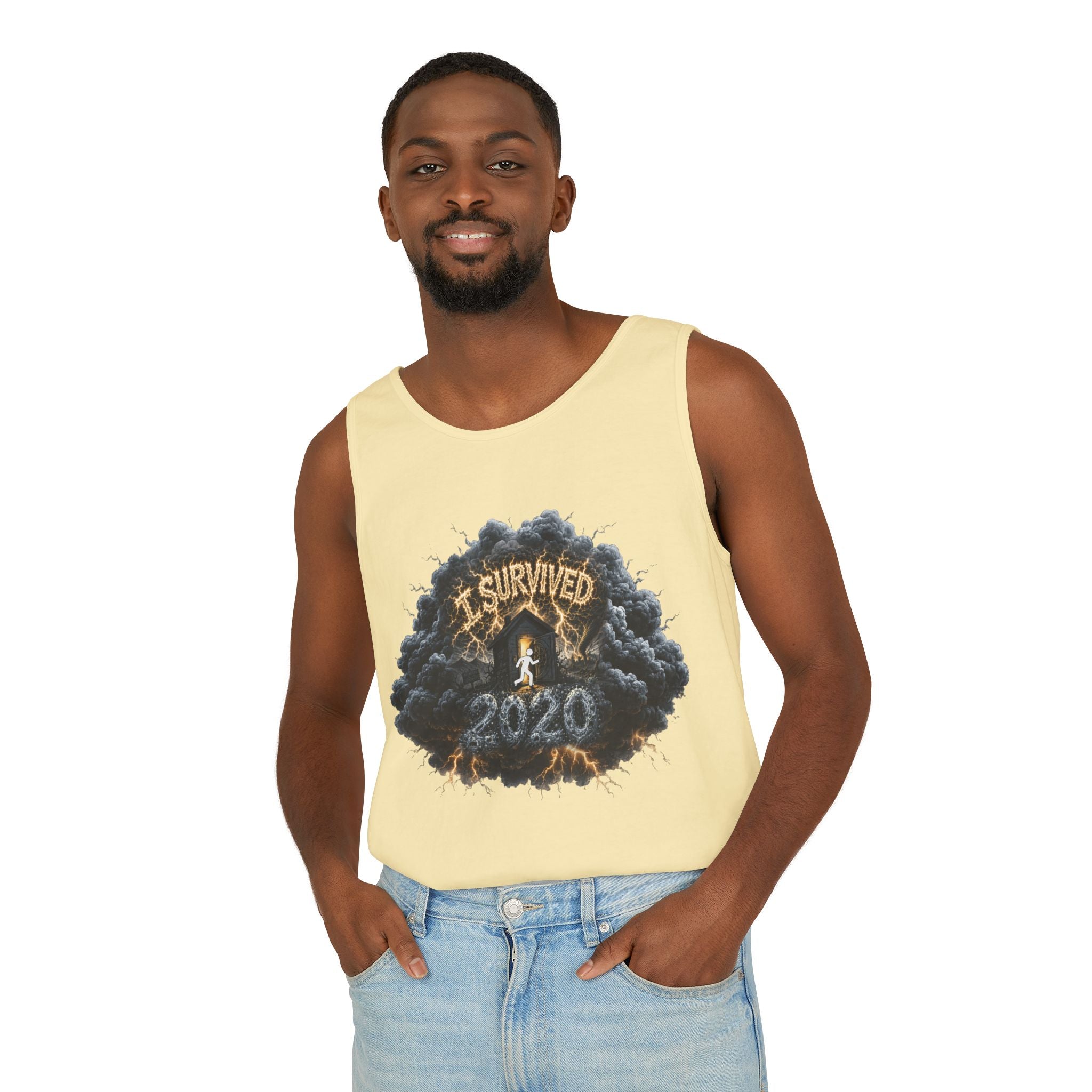 I Survived 2020 — Director's Cut Original Design Teaser Tee | Season 1 Premiere Drop Unisex Garment-Dyed Tank Top