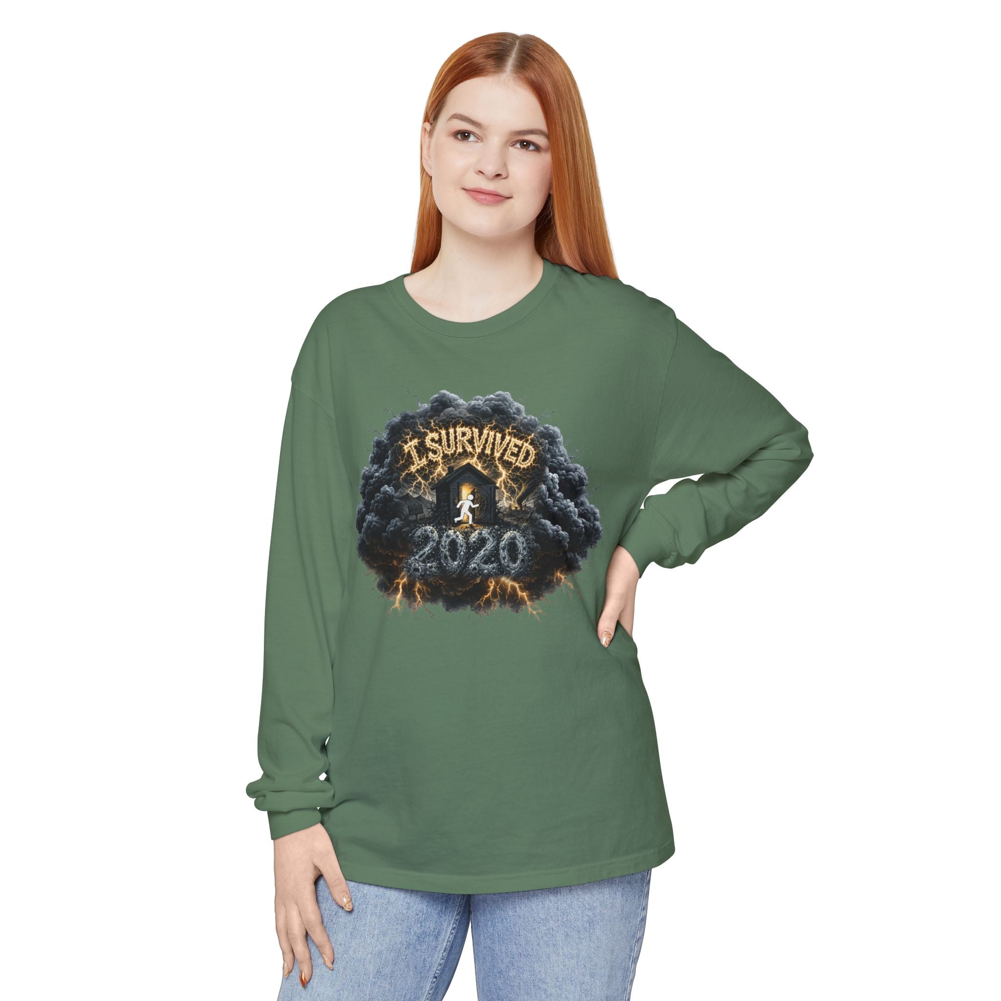 I Survived 2020 — Director's Cut Original Design Teaser Tee | Season 1 Premiere Drop Unisex Garment-Dyed Long Sleeve T-Shirt