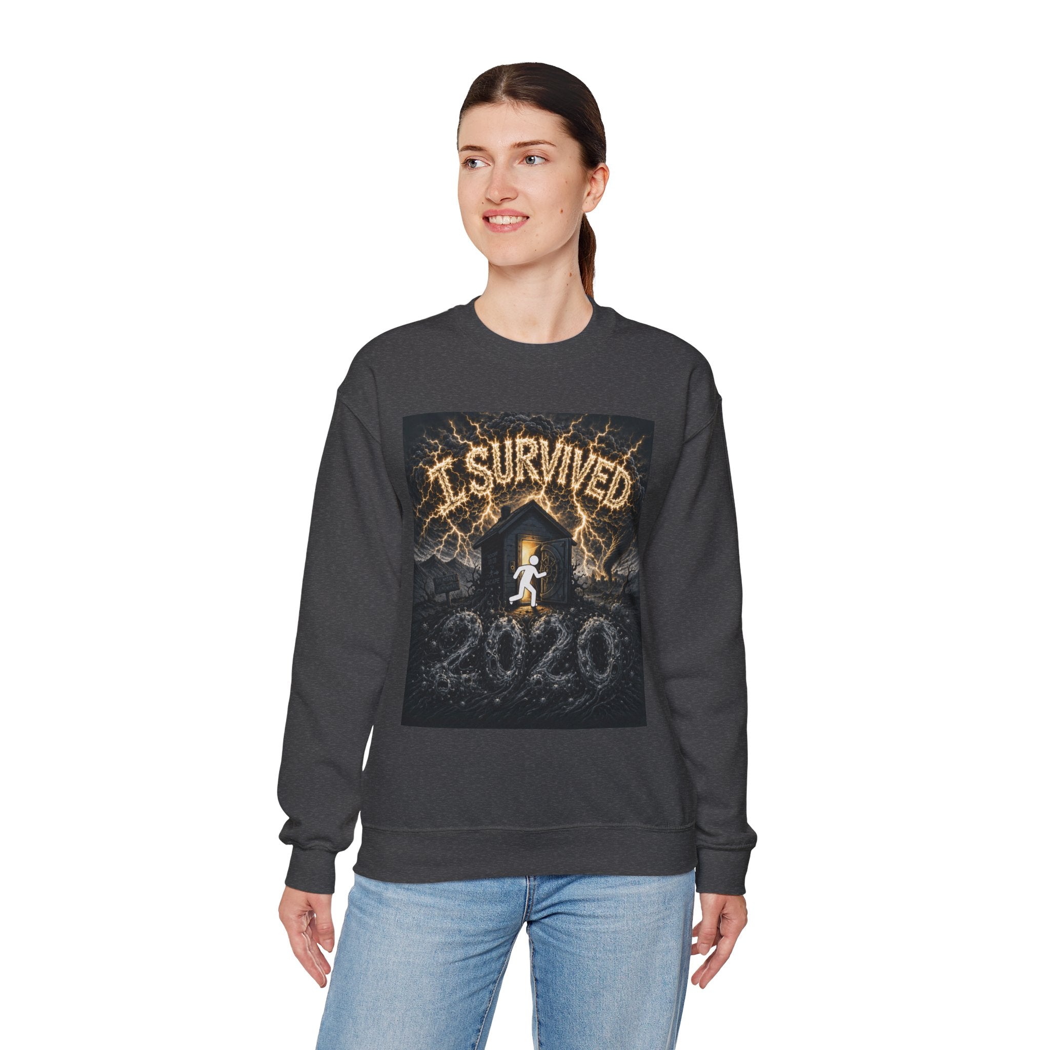 I Survived 2020 — Original Design Teaser Tee | Season 1 Premiere Drop Unisex Heavy Blend™ Crewneck Sweatshirt