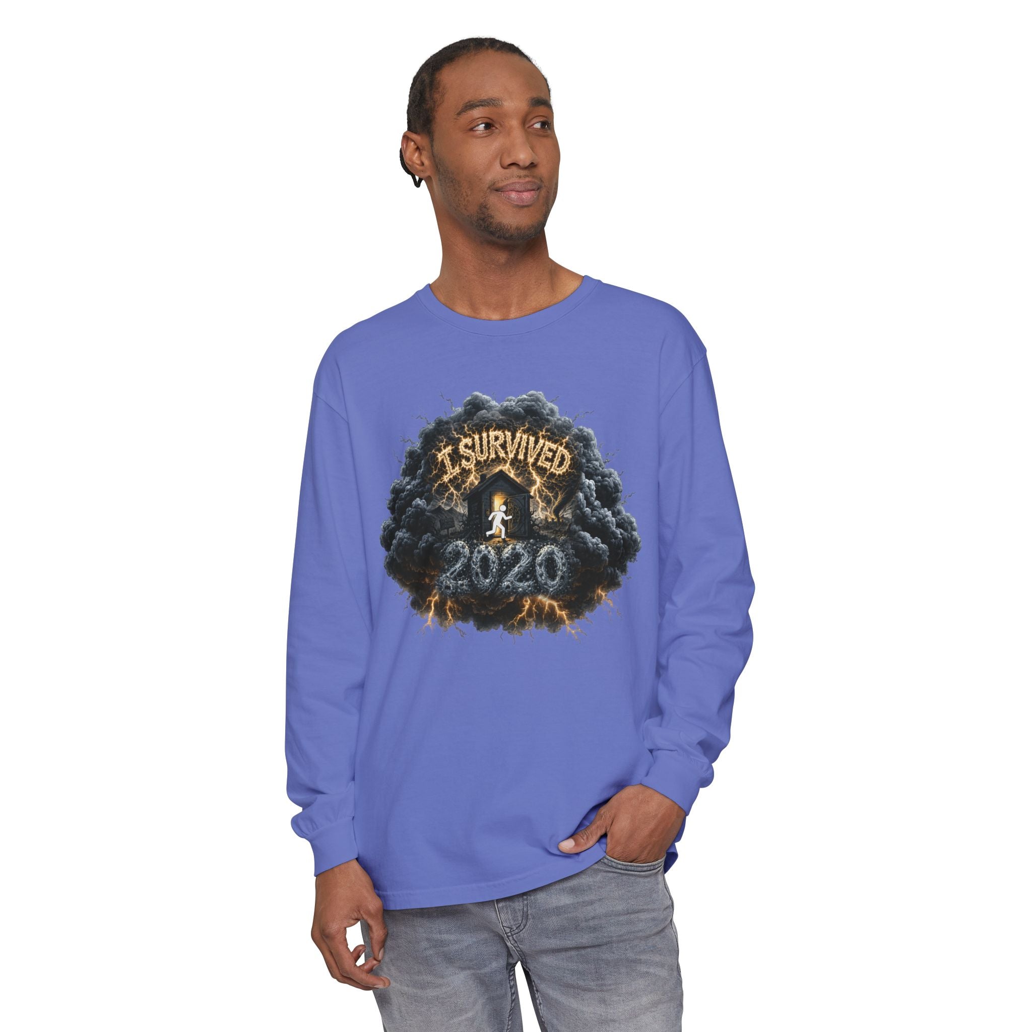 I Survived 2020 — Director's Cut Original Design Teaser Tee | Season 1 Premiere Drop Unisex Garment-Dyed Long Sleeve T-Shirt