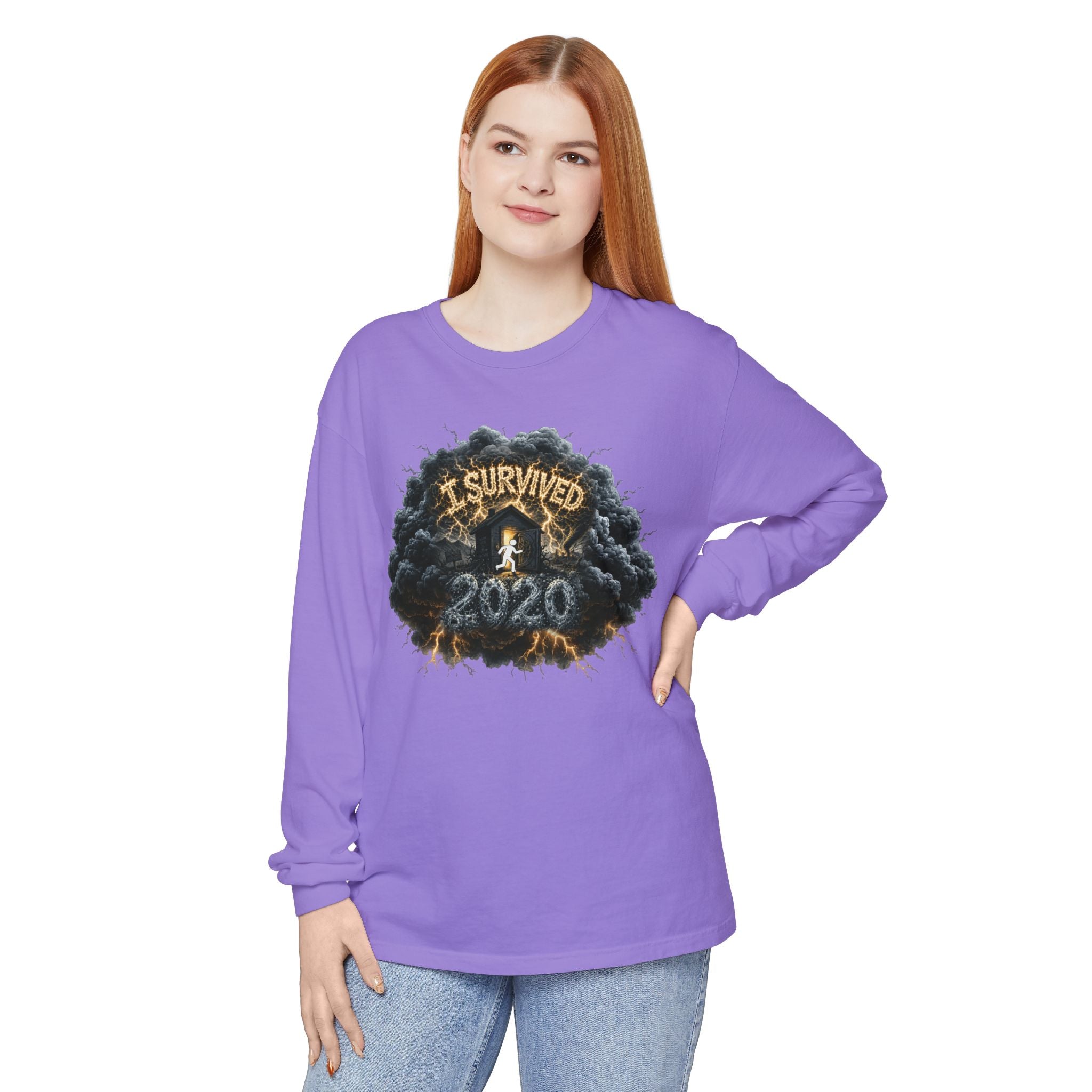 I Survived 2020 — Director's Cut Original Design Teaser Tee | Season 1 Premiere Drop Unisex Garment-Dyed Long Sleeve T-Shirt