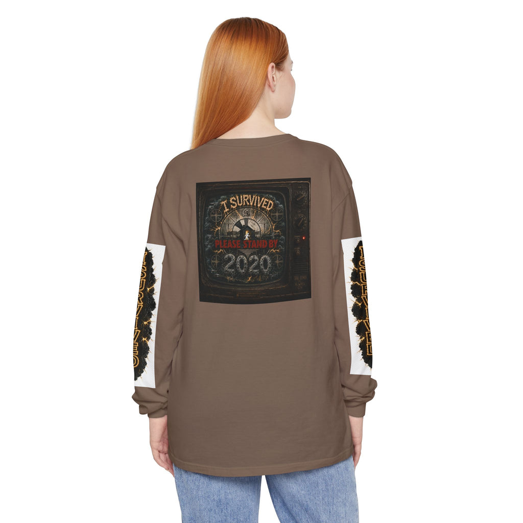 I Survived 2020 — "Please Stand By" Test Pattern Tee Special Edition Summer Premier Unisex Garment-Dyed Long Sleeve T-Shirt