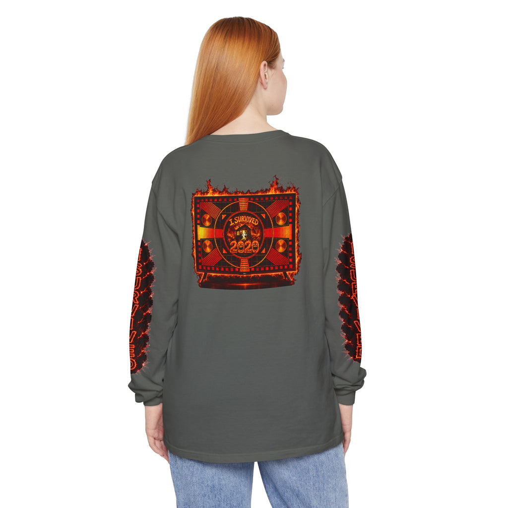 I Survived 2020 — "Please Stand By" Test Pattern Tee Special Edition Wildfire Signal Edition Summer Premiere Unisex Garment-Dyed Long Sleeve T-Shirt