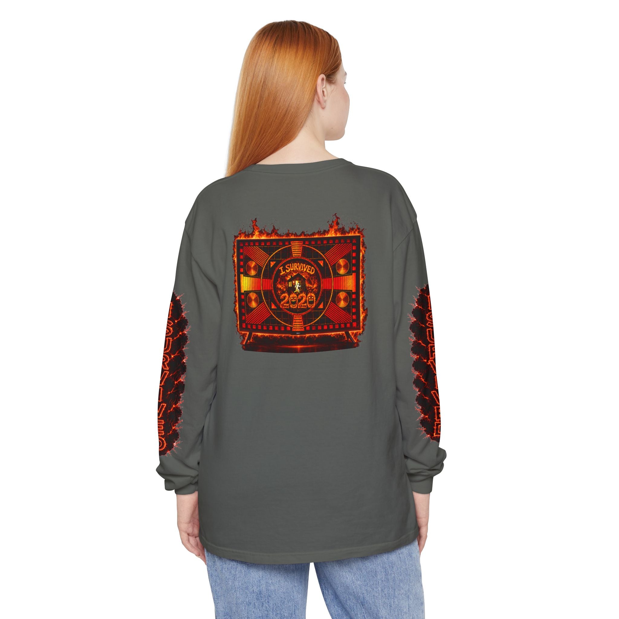 I Survived 2020 — "Please Stand By" Test Pattern Tee Special Edition Wildfire Signal Edition Summer Premiere Unisex Garment-Dyed Long Sleeve T-Shirt