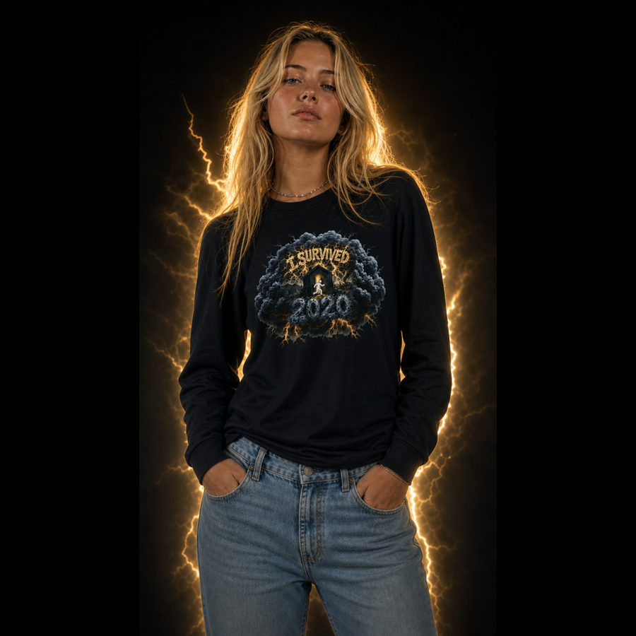 I Survived 2020 — Original PILOT Design: Director's Cut Unisex Garment-Dyed Long Sleeve T-Shirt