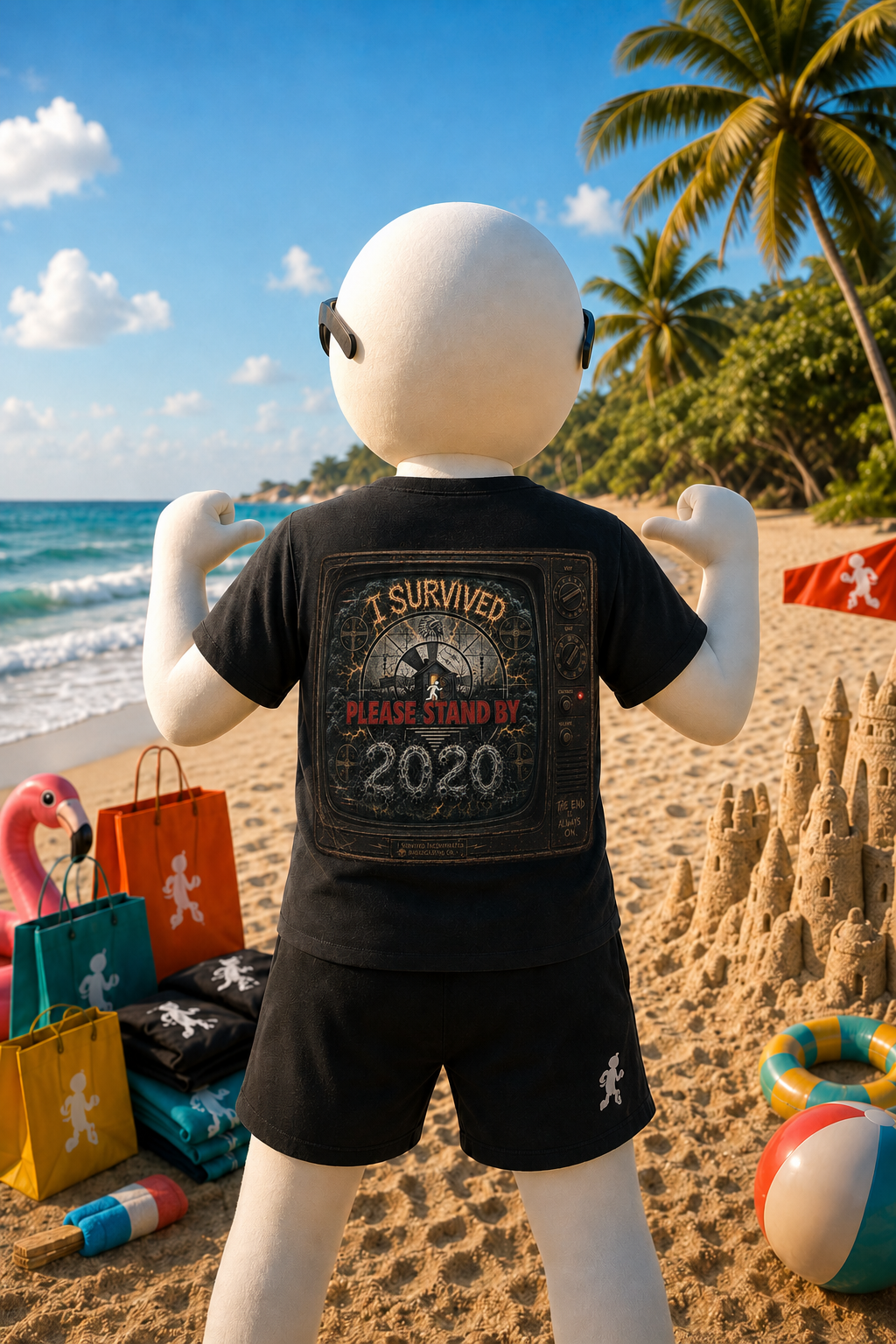 I Survived 2020 — "Please Stand By" Test Pattern Tee Summer Premier Unisex Garment-Dyed T-shirt