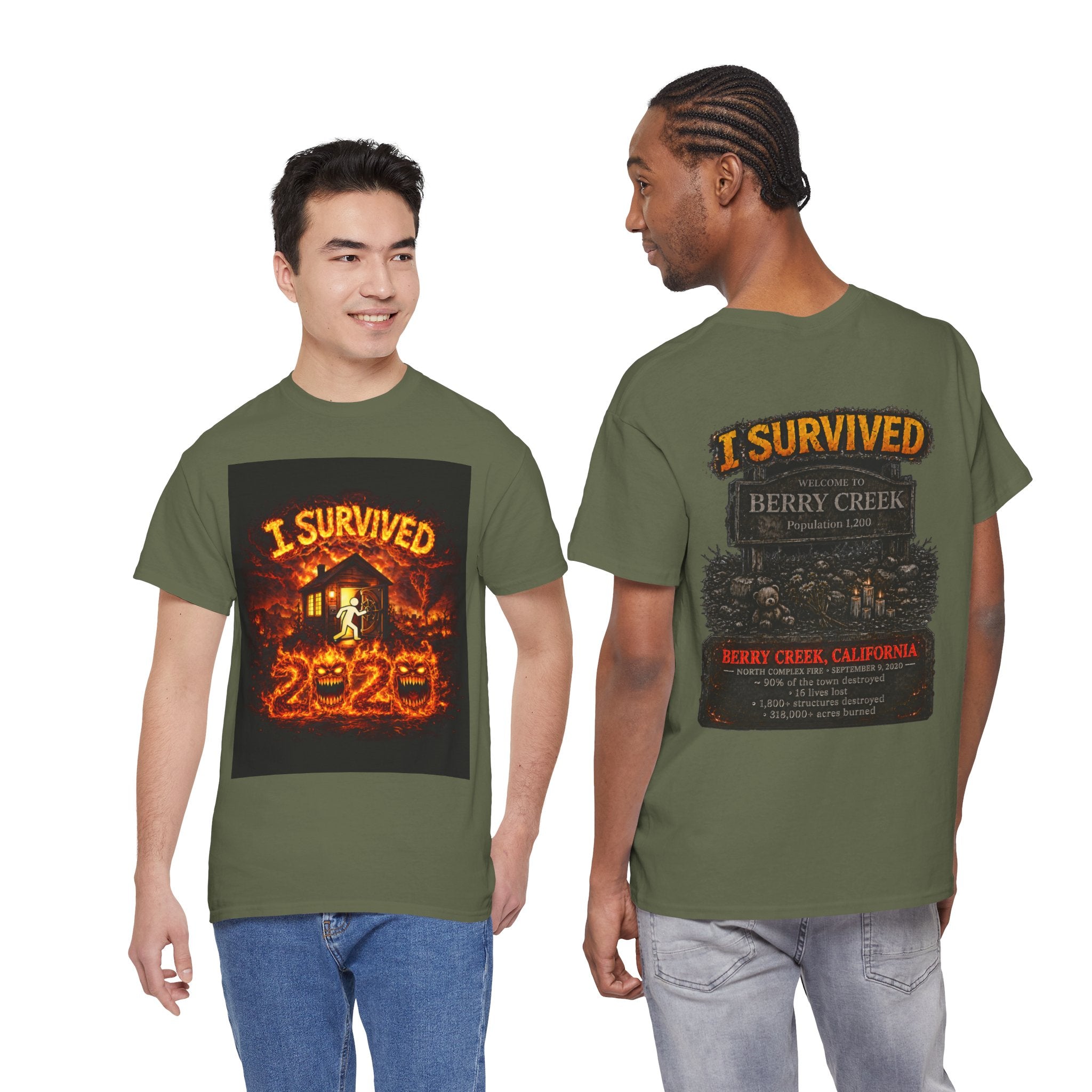 I Survived 2020 — WILDFIRES S2:E1: "Berry Creek" Memorial Unisex Heavy Cotton Tee