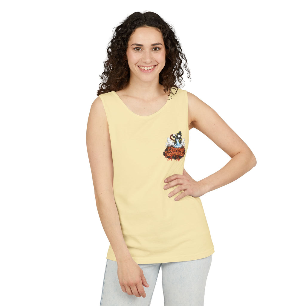 I Survived 2020 — "Please Stand By" Test Pattern Tee Wildfire Signal Edition Summer Premiere Unisex Garment-Dyed Tank Top