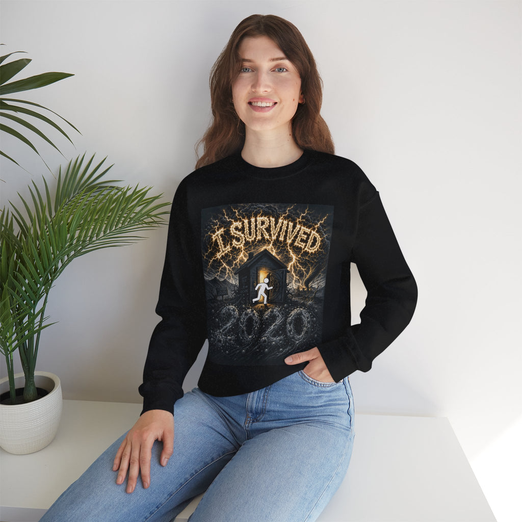 I Survived 2020 — Original Design Teaser Tee | Season 1 Premiere Drop Unisex Heavy Blend™ Crewneck Sweatshirt