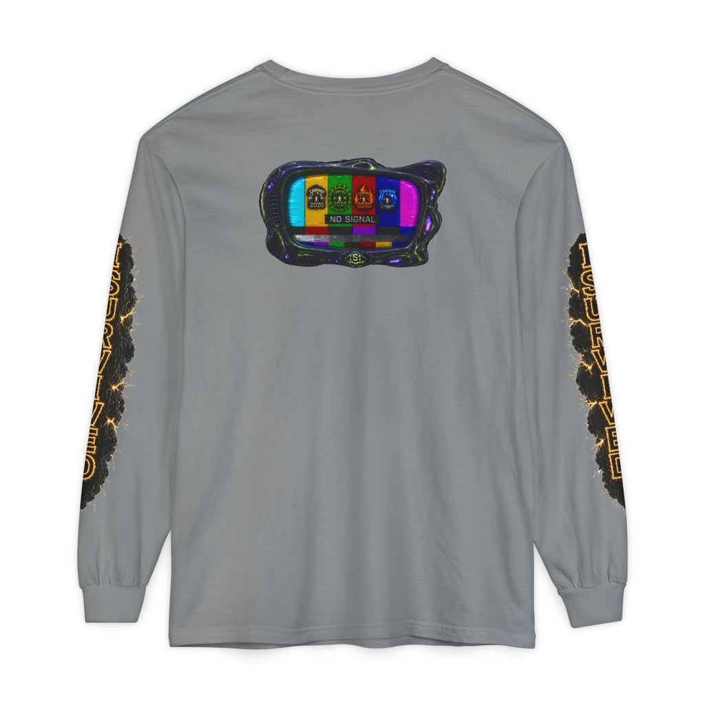 I Survived 2020 — "No Signal" Test Pattern Tee Special Edition Alien Broadcast Finale Summer Premiere Unisex Garment-Dyed Long Sleeve T-Shirt