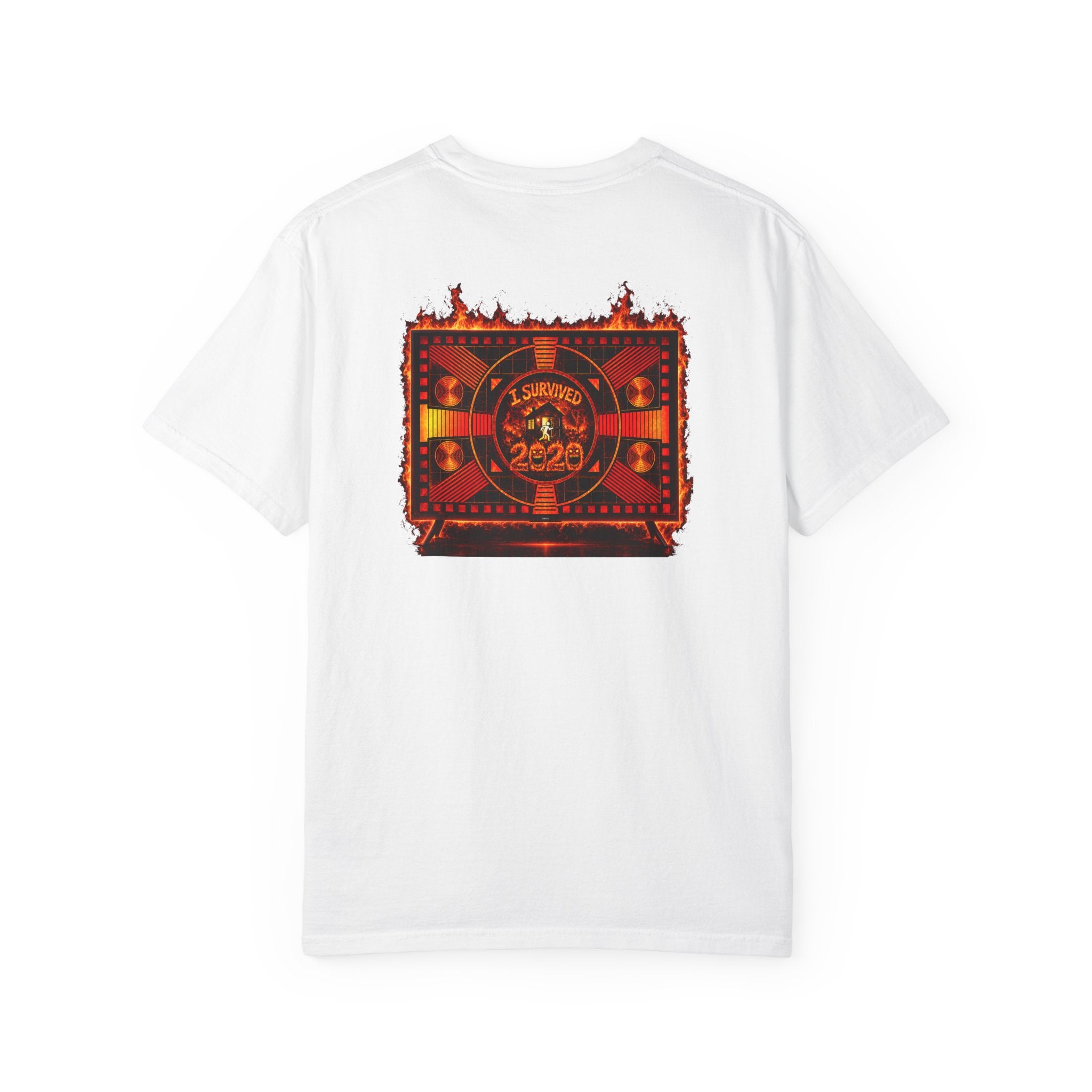 I Survived 2020 — "Please Stand By" Test Pattern Tee Wildfire Signal Edition Summer Premiere Unisex Garment-Dyed T-shirt
