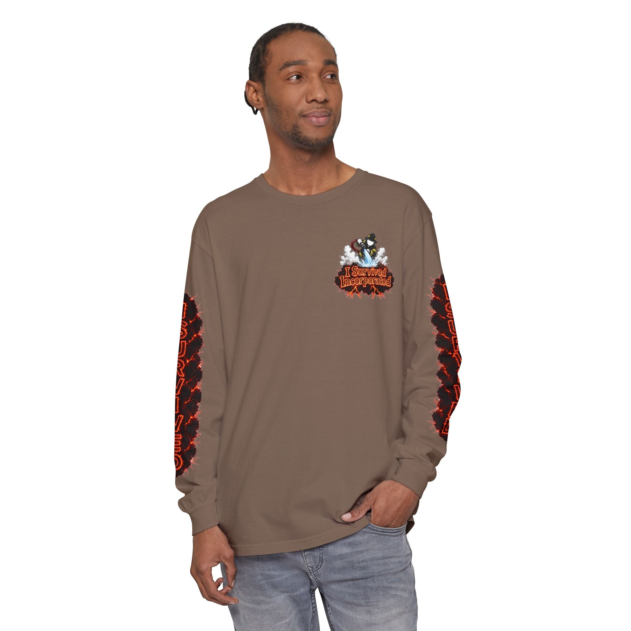 I Survived 2020 — "Please Stand By" Test Pattern Tee Special Edition Wildfire Signal Edition Summer Premiere Unisex Garment-Dyed Long Sleeve T-Shirt
