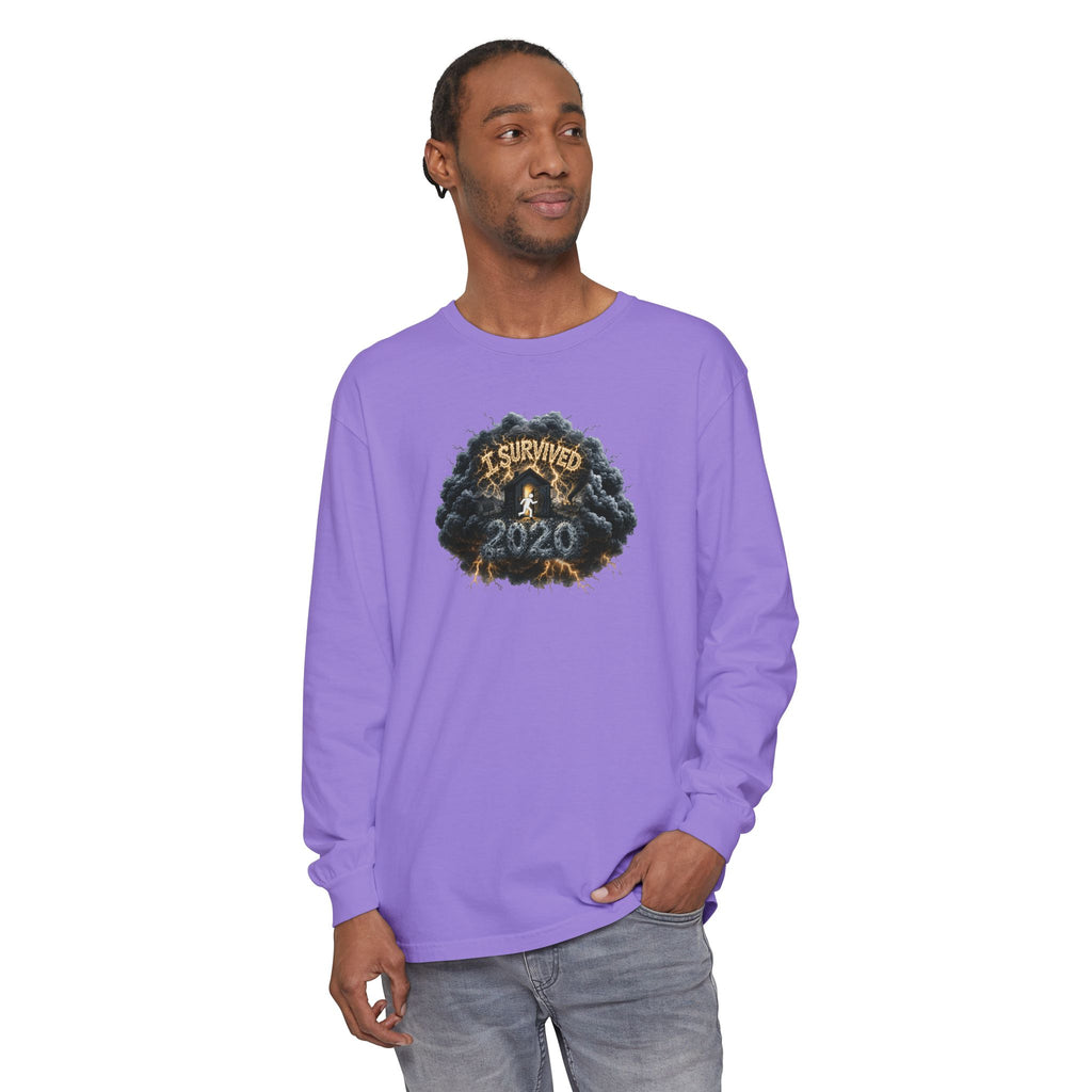 I Survived 2020 — Original PILOT Design: Director's Cut Unisex Garment-Dyed Long Sleeve T-Shirt