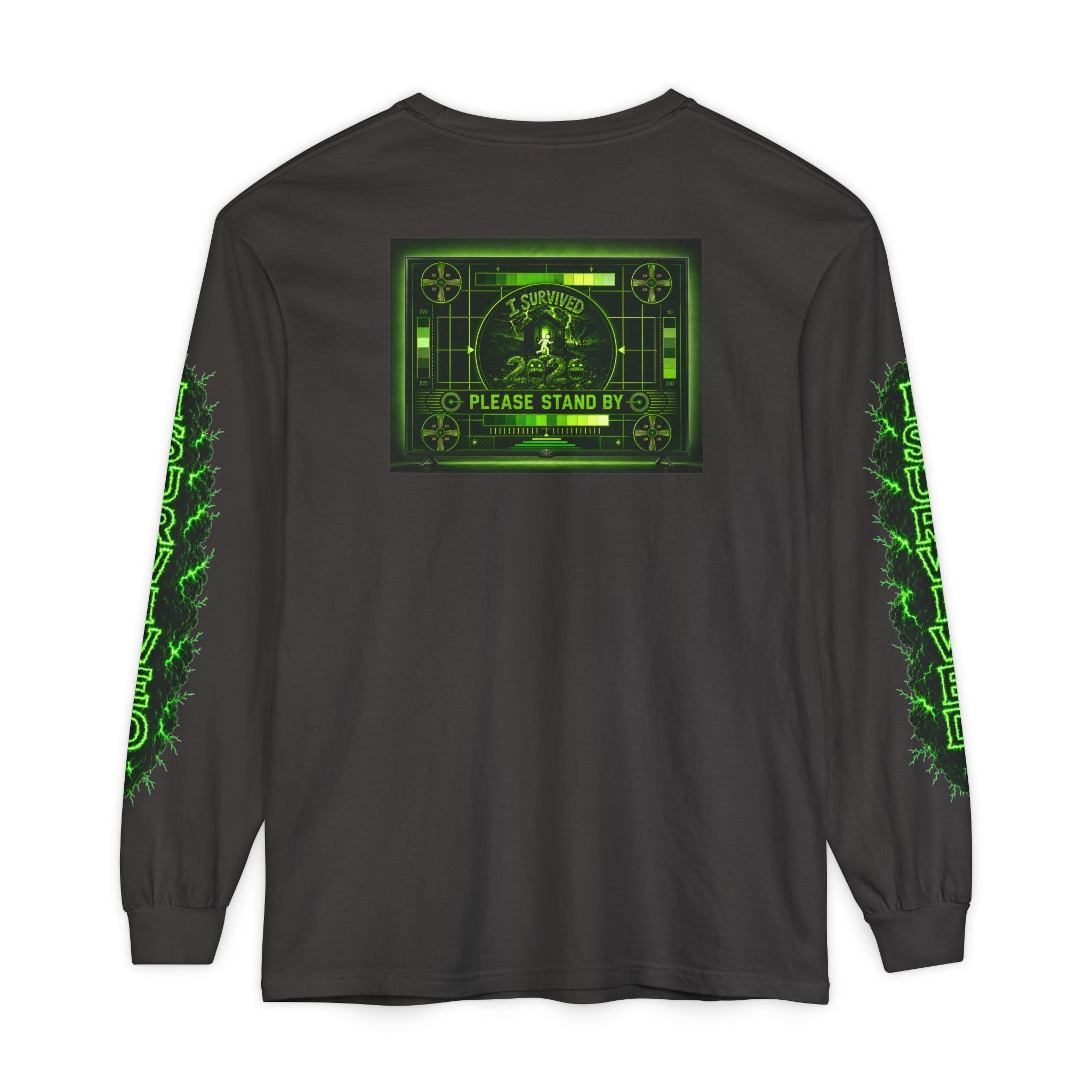 I Survived 2020 — "Please Stand By" Test Pattern Toxic Signal Tee Special Edition Summer Premiere Unisex Garment-Dyed Long Sleeve T-Shirt