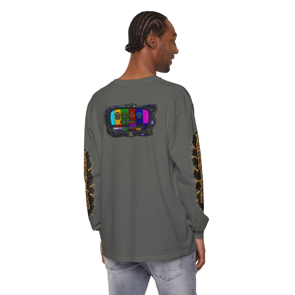 I Survived 2020 — "No Signal" Test Pattern Tee Special Edition Alien Broadcast Finale Summer Premiere Unisex Garment-Dyed Long Sleeve T-Shirt